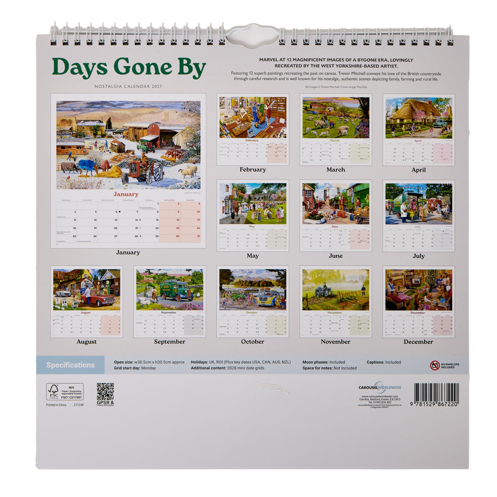 Days Gone By 2027 Square Wall Calendar