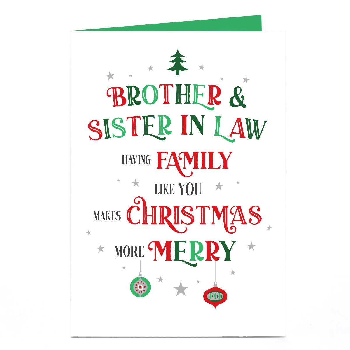 Personalised Christmas Card - Brother and Sister In Law