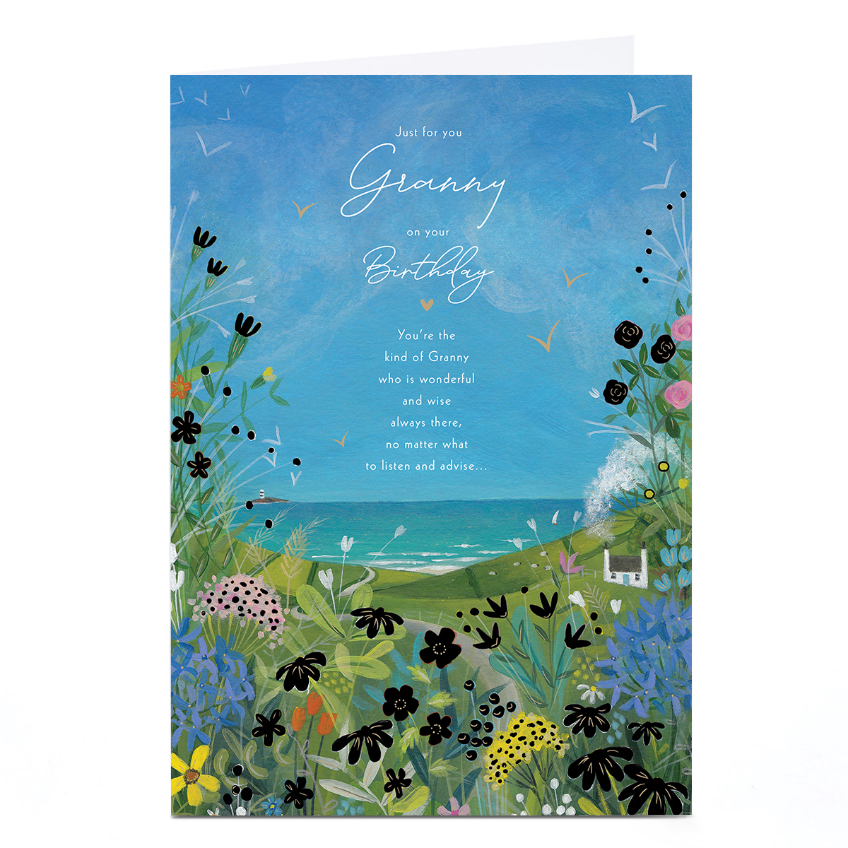 Birthday Card - Countryside and Sea, Granny