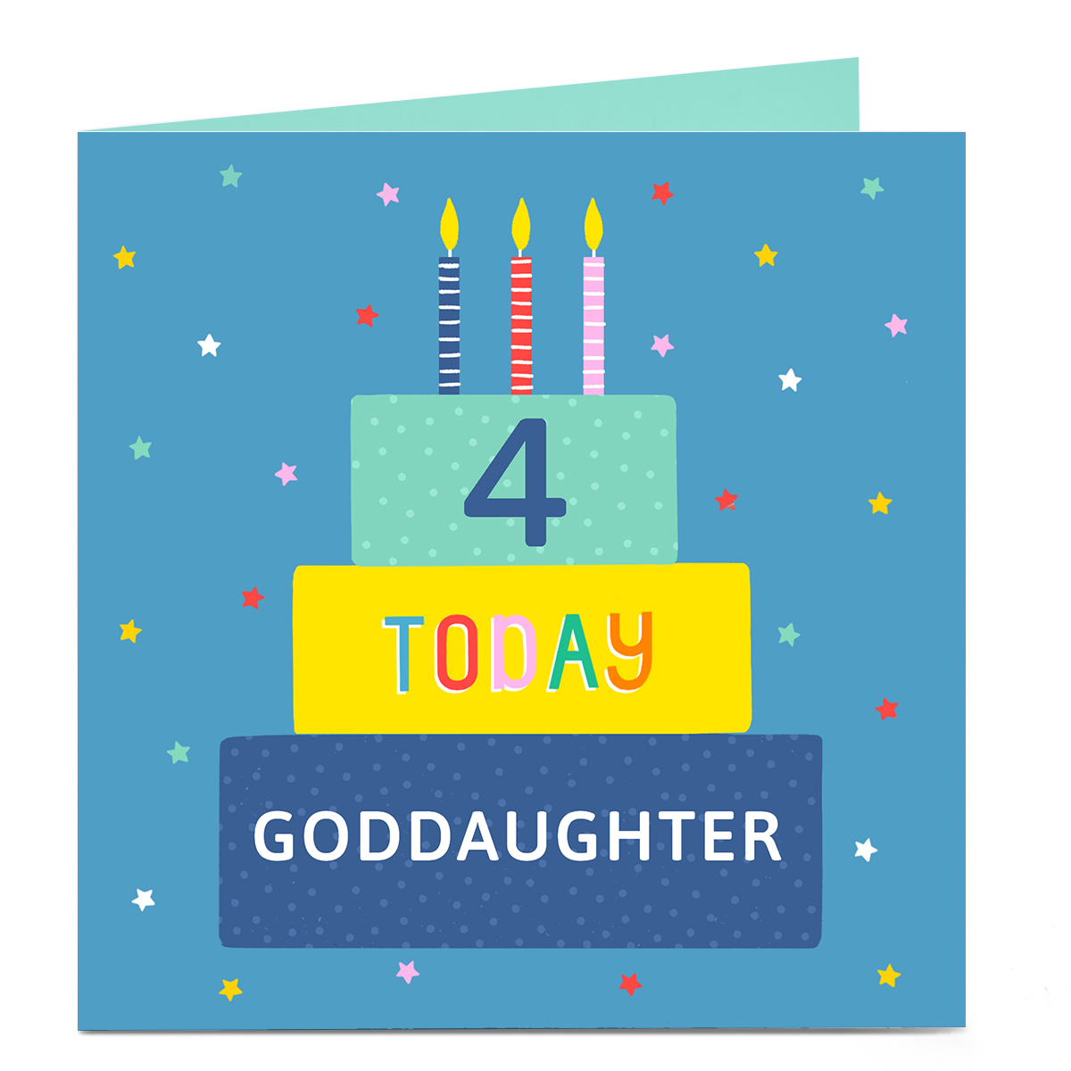 Personalised Birthday Card - Cake & Stars, Editable Age