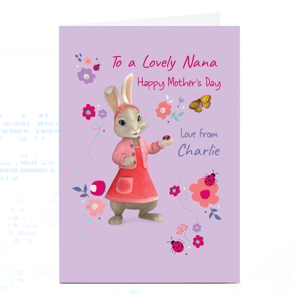 Personalised Peter Rabbit Mother's Day Card - Lily Bobtail, Nana