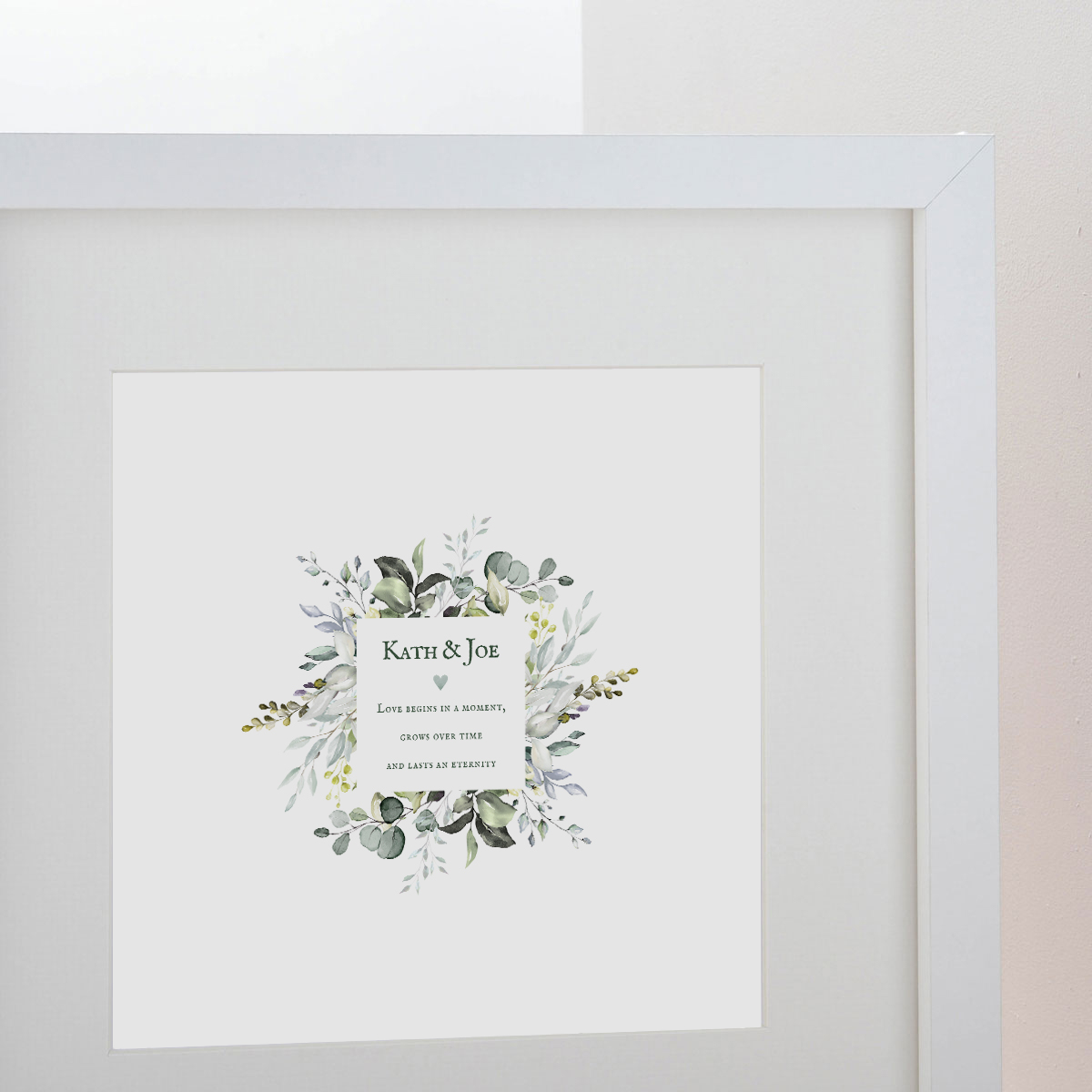 Personalised Names Love Begins in a Moment  Square Print