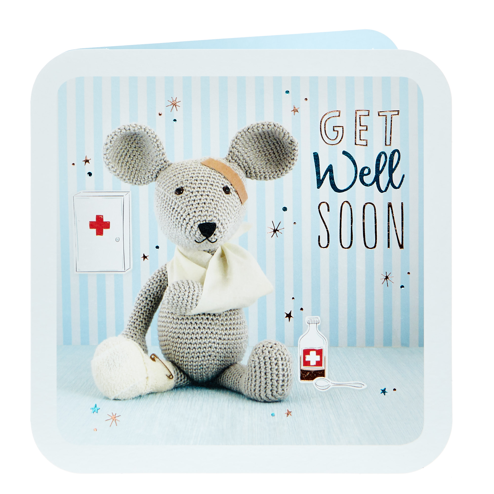 Get Well Soon Card - Knitted Mouse
