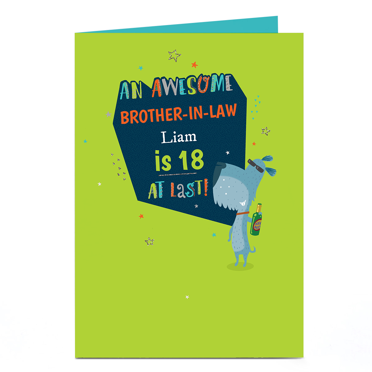 Personalised Birthday Card - Awesome Dog & Beer, Editable Age