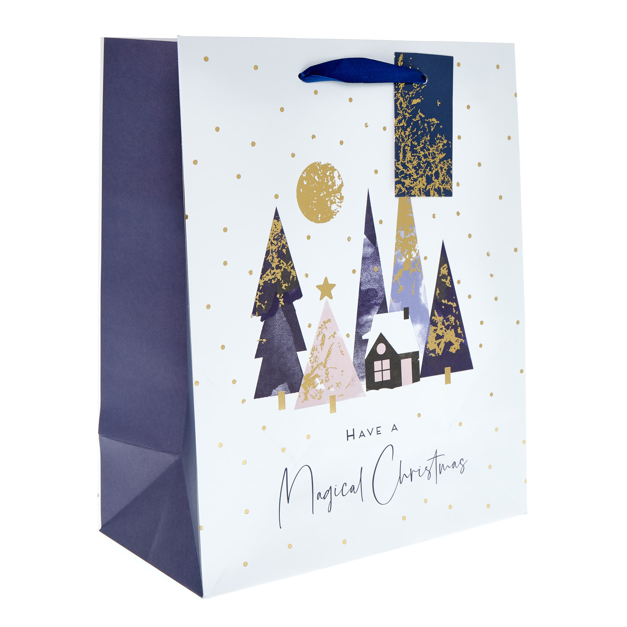 Large Portrait Modern Christmas Trees Gift Bag