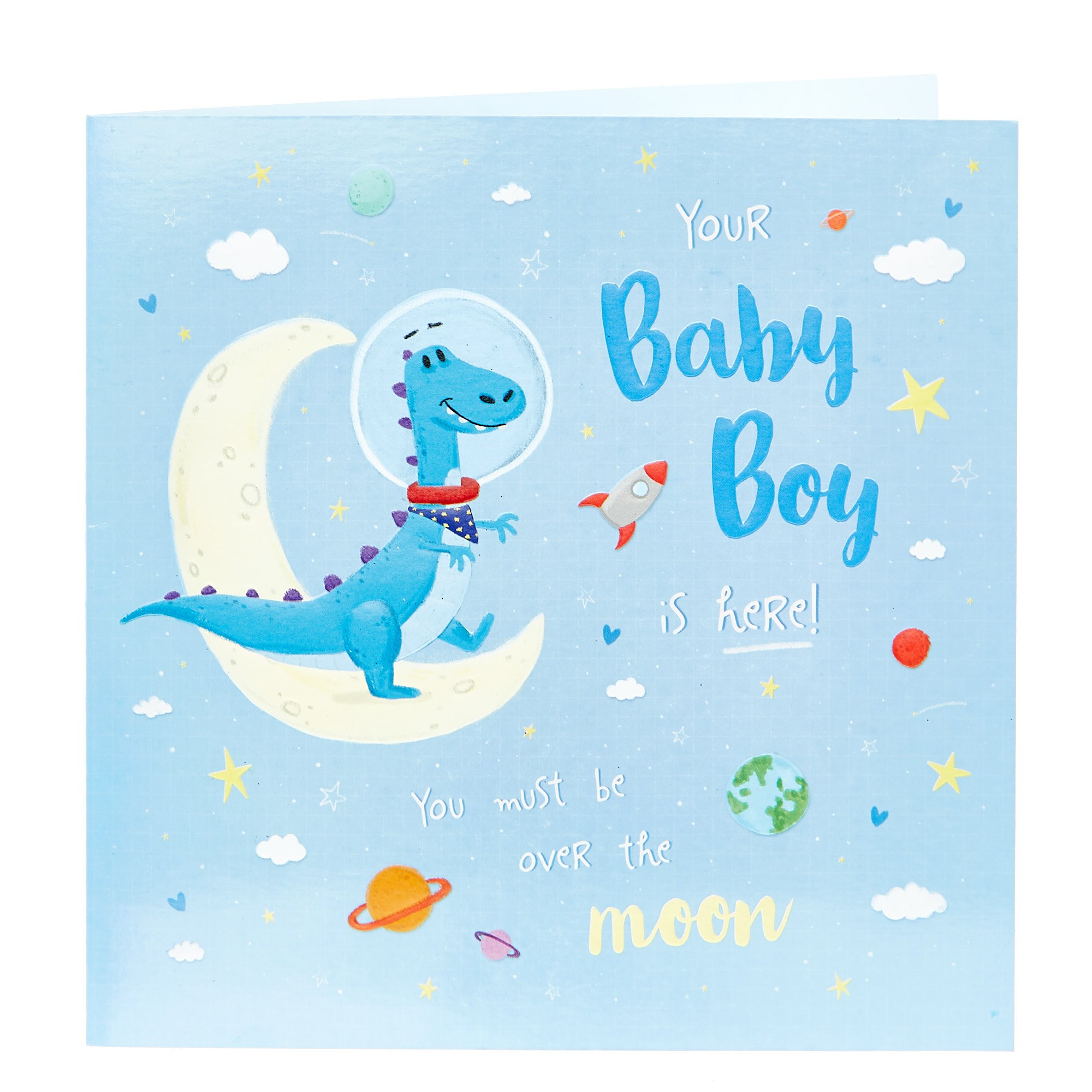 Platinum Collection New Baby Card - Baby Boy, Dinosaur