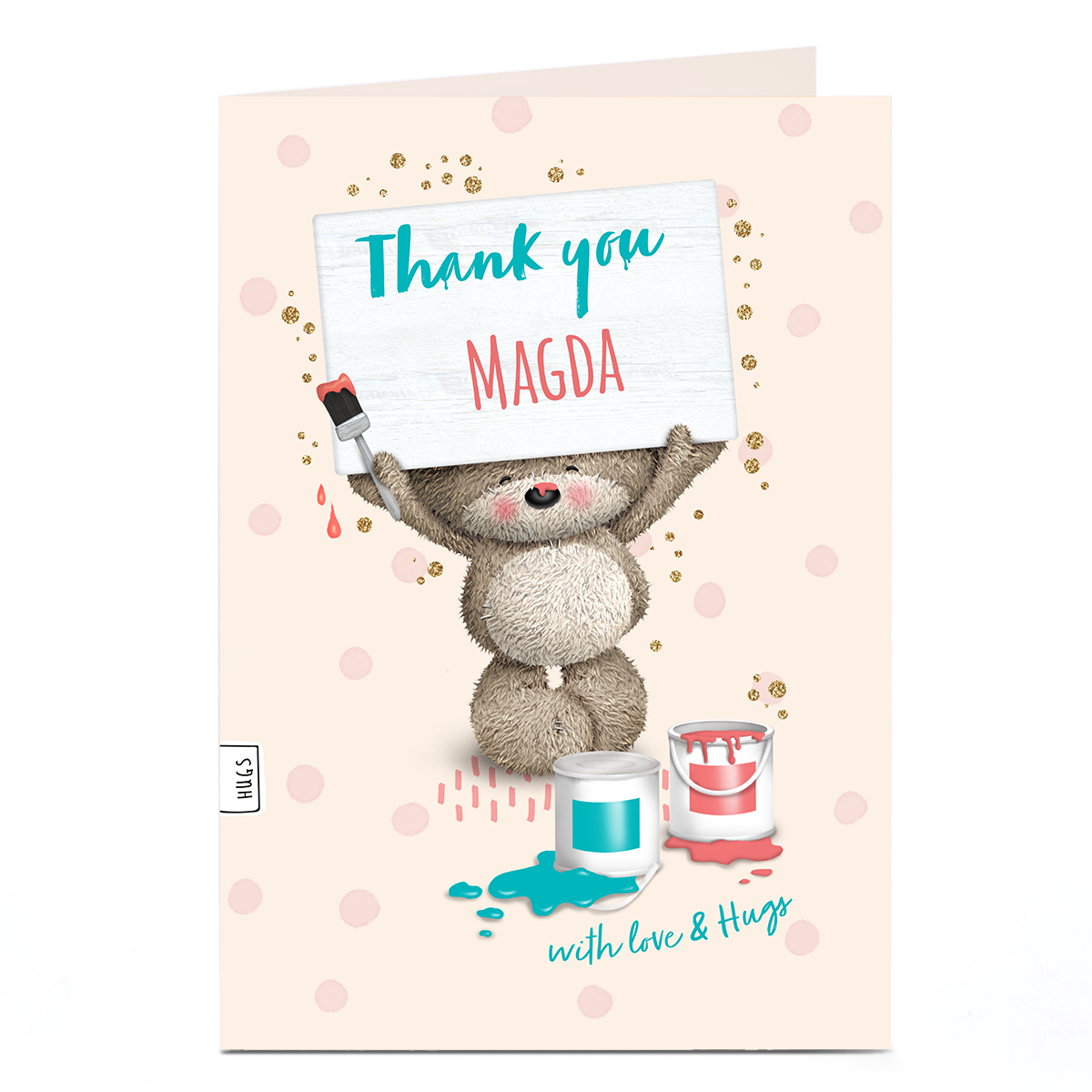 Personalised Hugs Bear Thank You Card - Painting