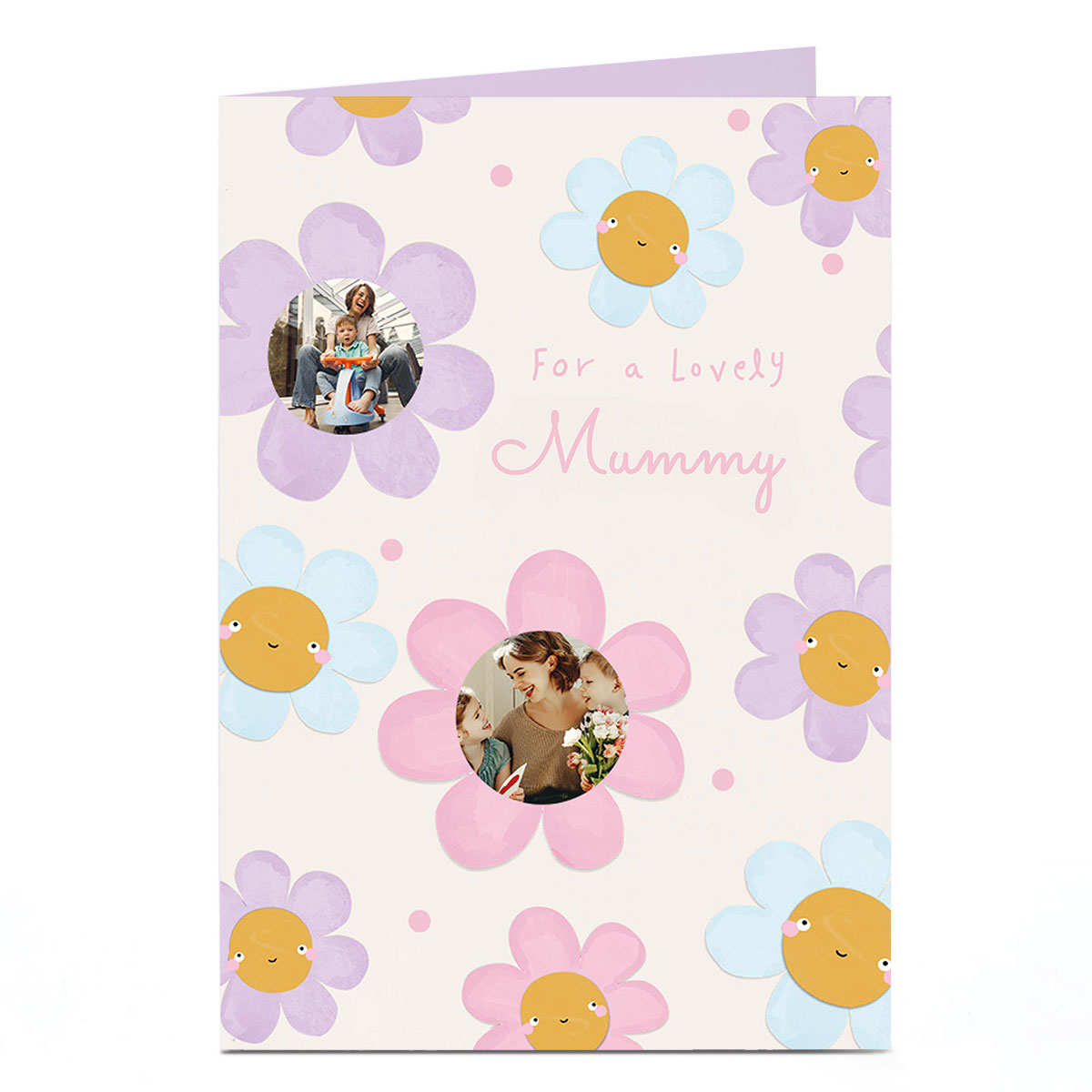 Photo Mother's Day Card - Smiley Pastel Flowers, Lovely Mummy