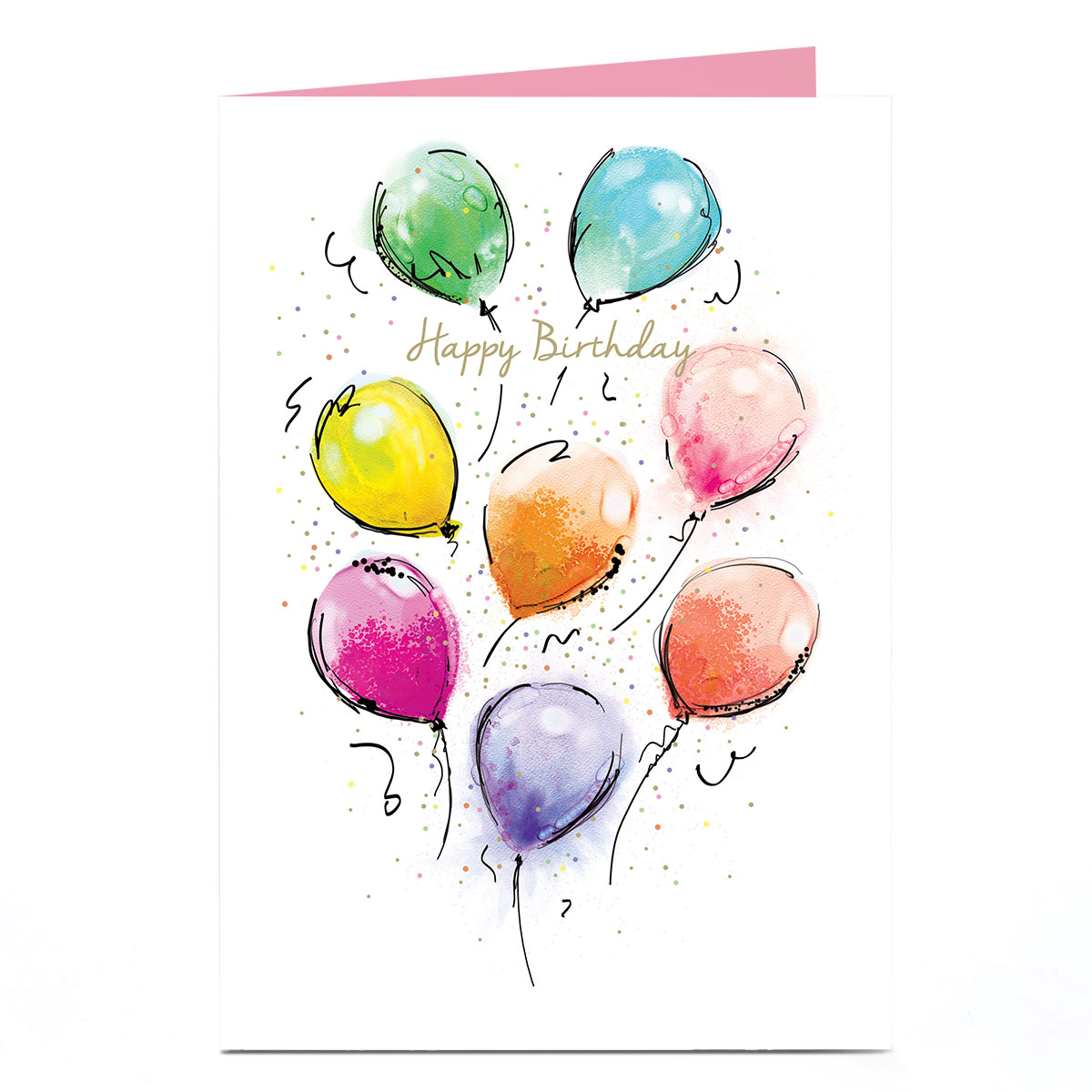 Birthday Card - Bright Watercolour Balloons