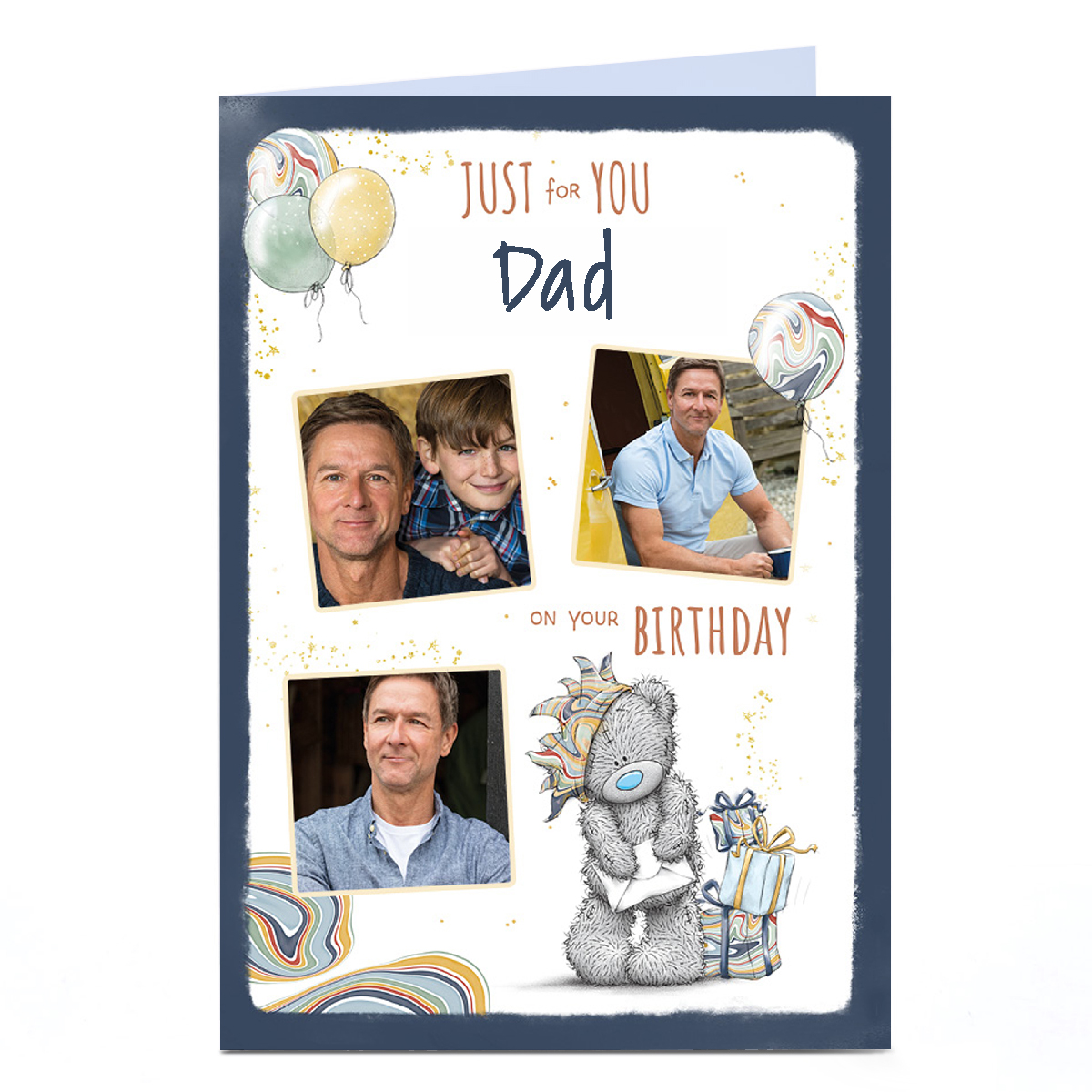 Photo Tatty Teddy Birthday Card - Bear with Presents, Dad