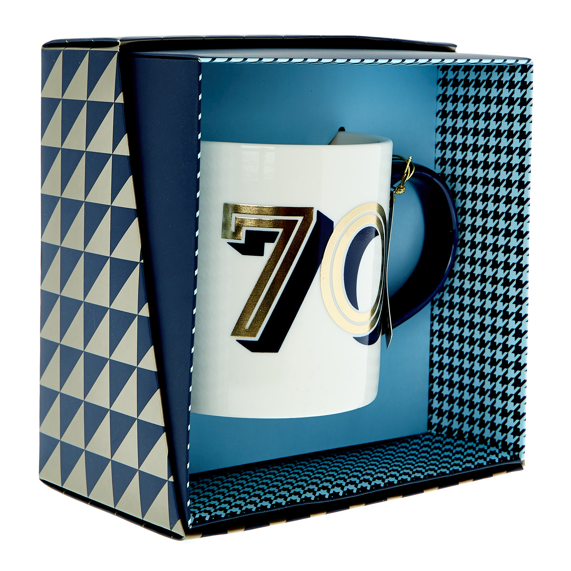 70th Birthday Mug In A Box - Blue & Gold 