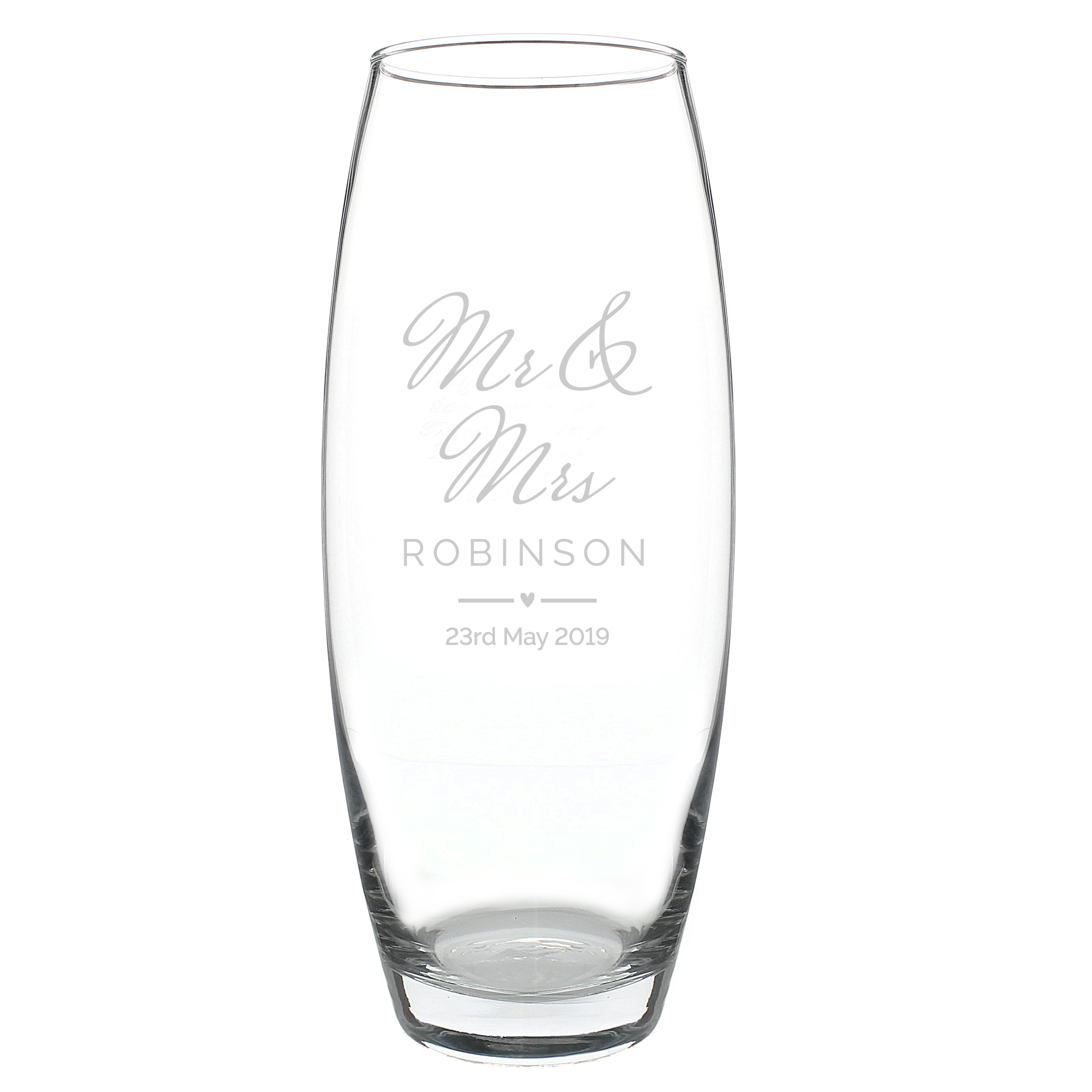 Personalised Wedding Glass Vase - Mr & Mrs