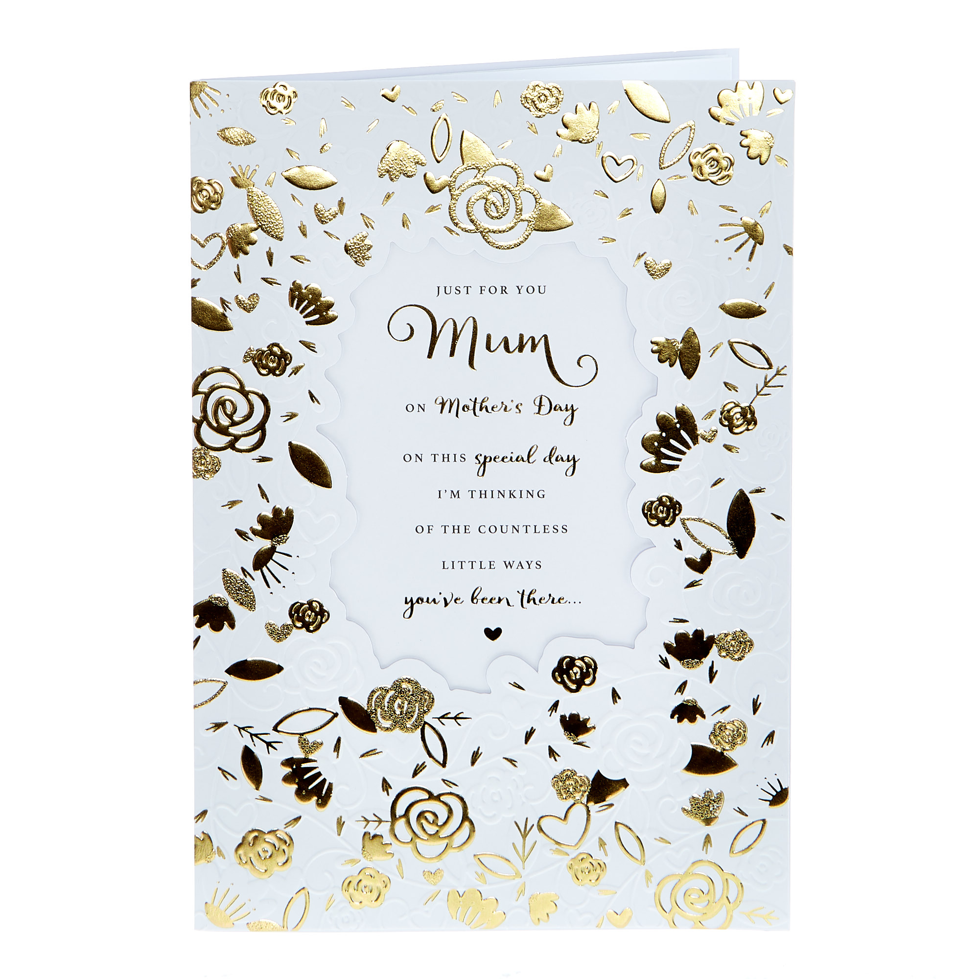 Mother's Day Card - Just For You Mum Gold & White