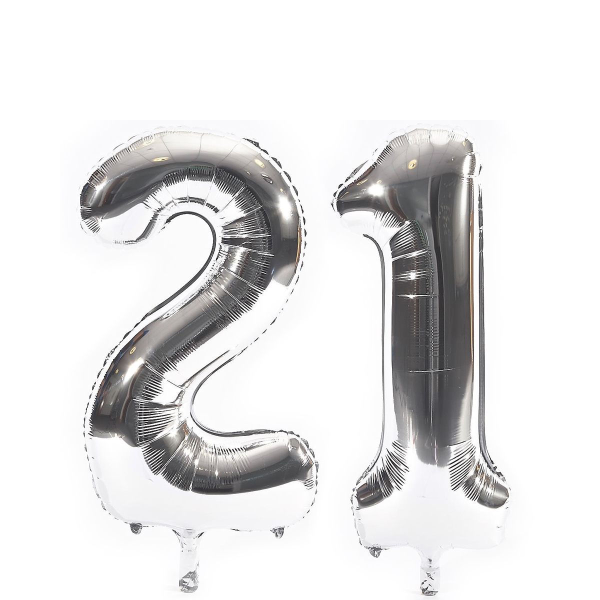 Age 21 Giant Foil Helium Numeral Balloons - Silver (deflated)