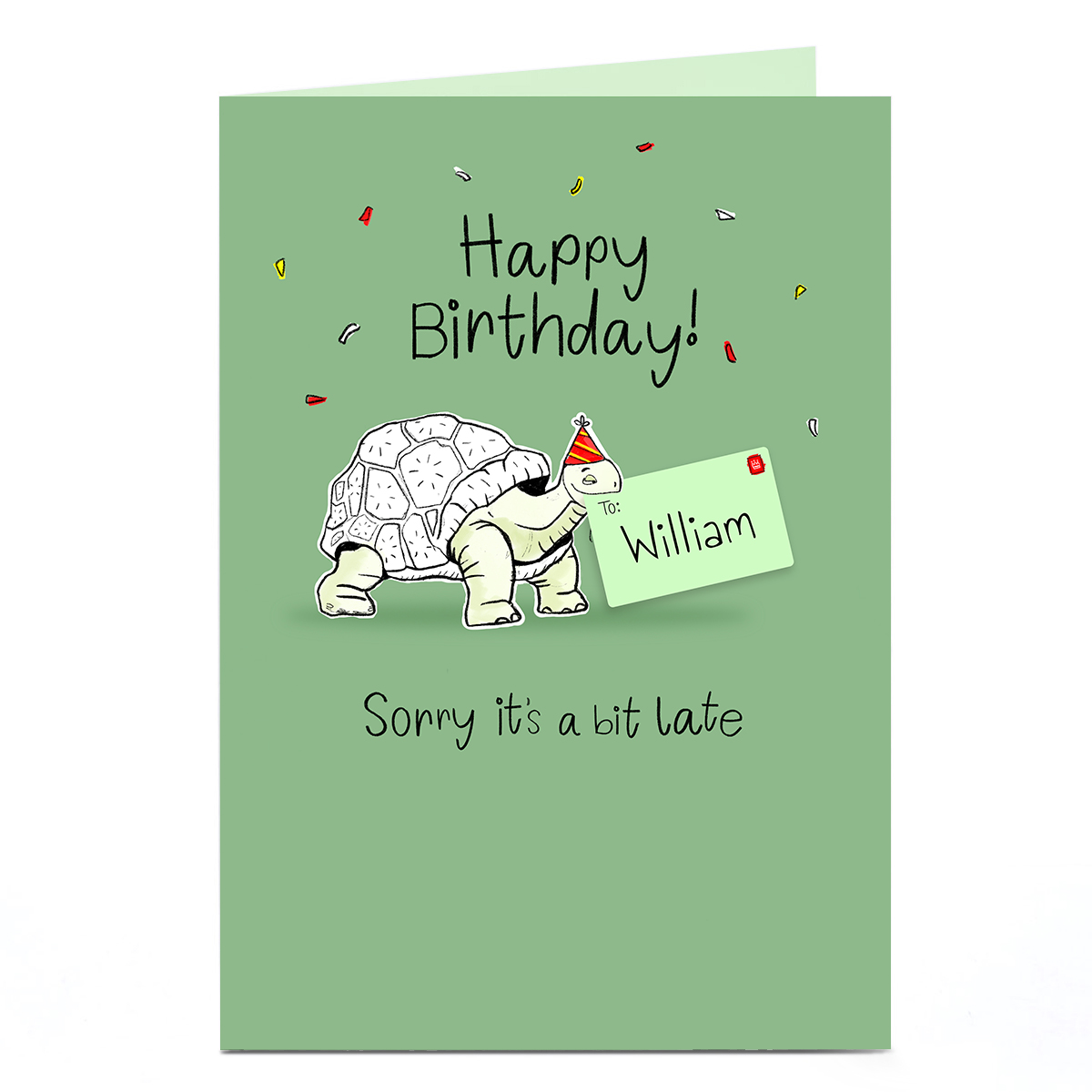 Personalised Belated Birthday Card - Tortoise
