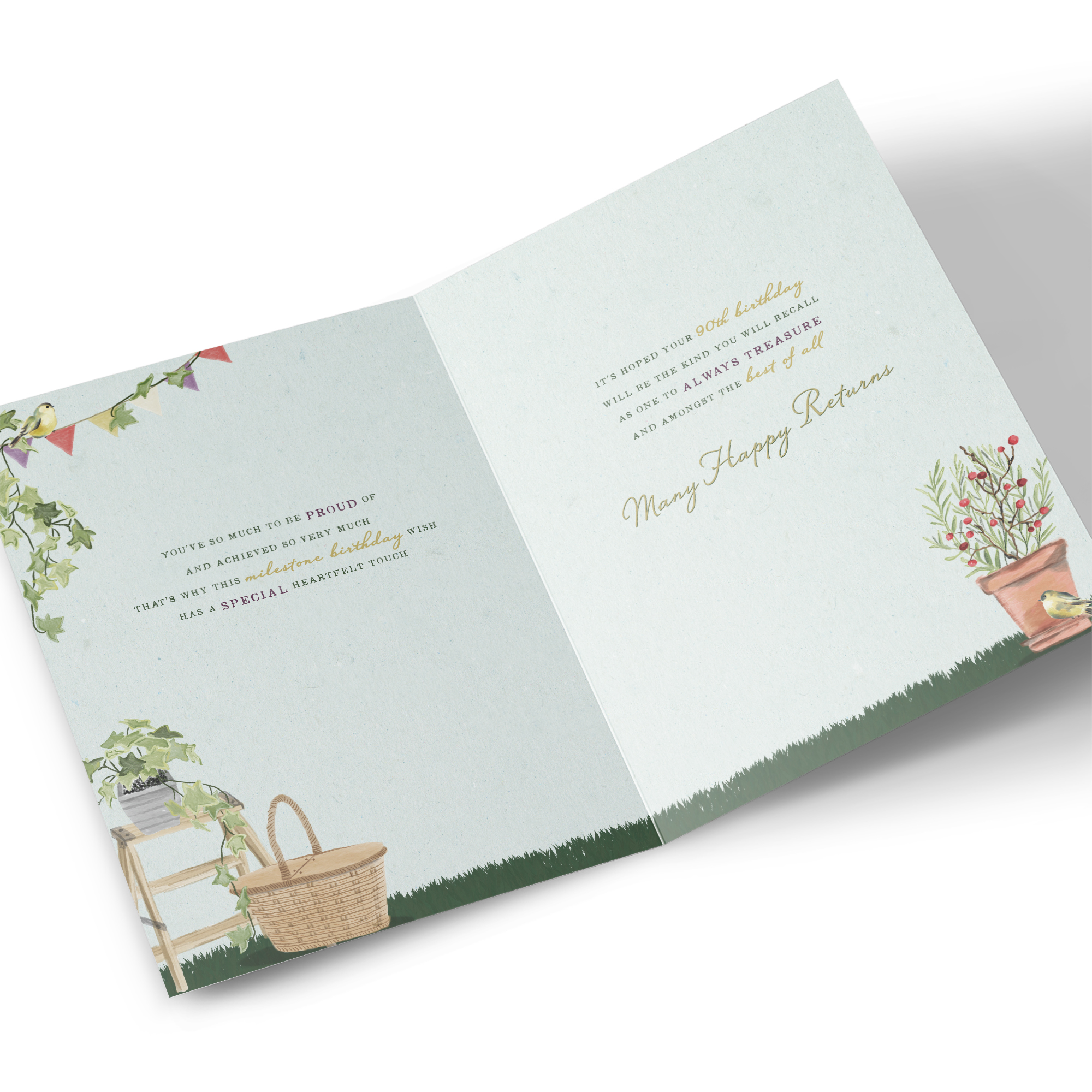 90th Birthday Card - Garden Picnic