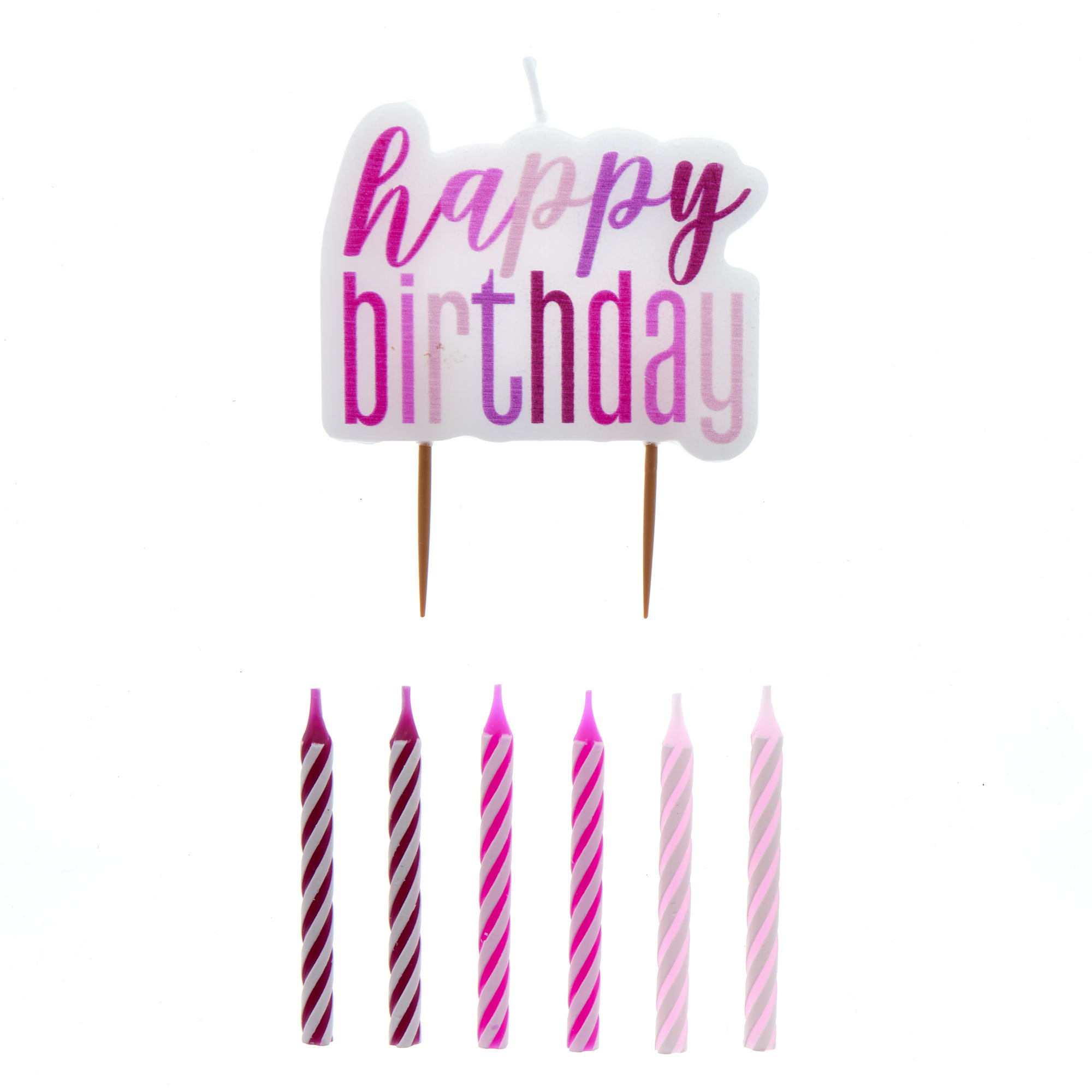Pink, Purple & Magenta Happy Birthday"" Candle Set