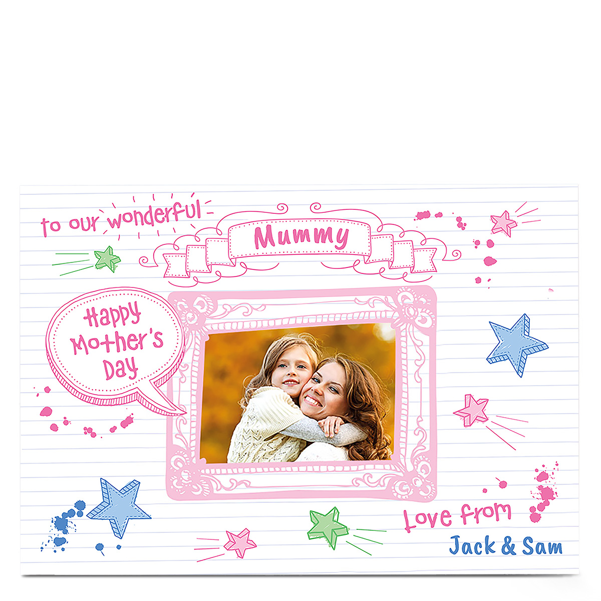Photo Mother's Day Card - Mummy, School Doodles