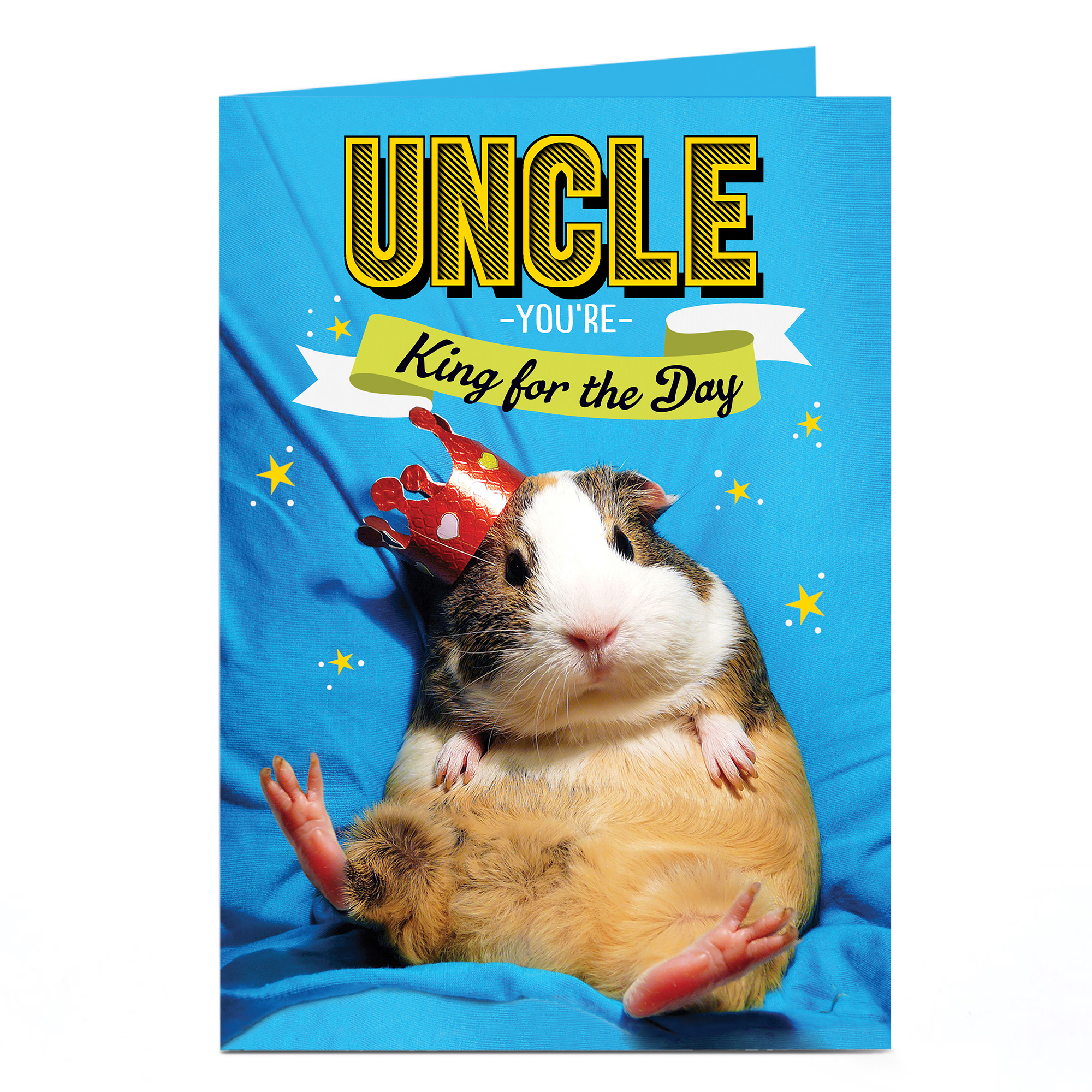 Personalised Birthday Card - Guinea Pig King, Uncle