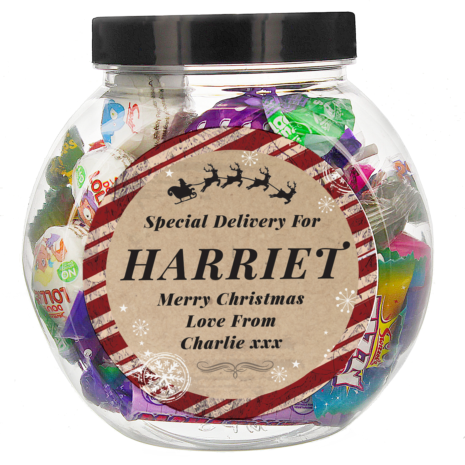 Personalised Special Delivery Christmas Sweet Jar