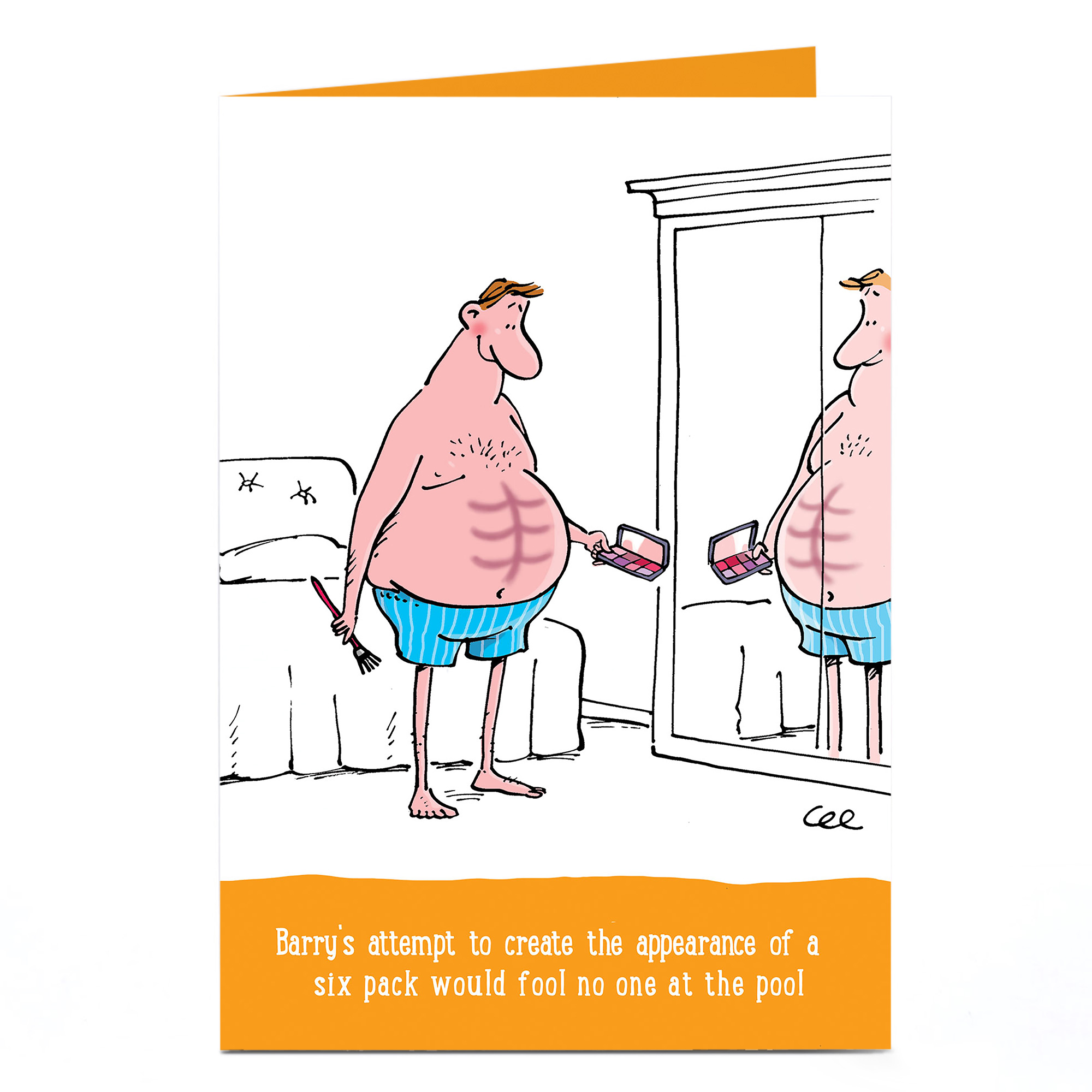 Personalised Card - Six Pack Would Fool No One Cartoon