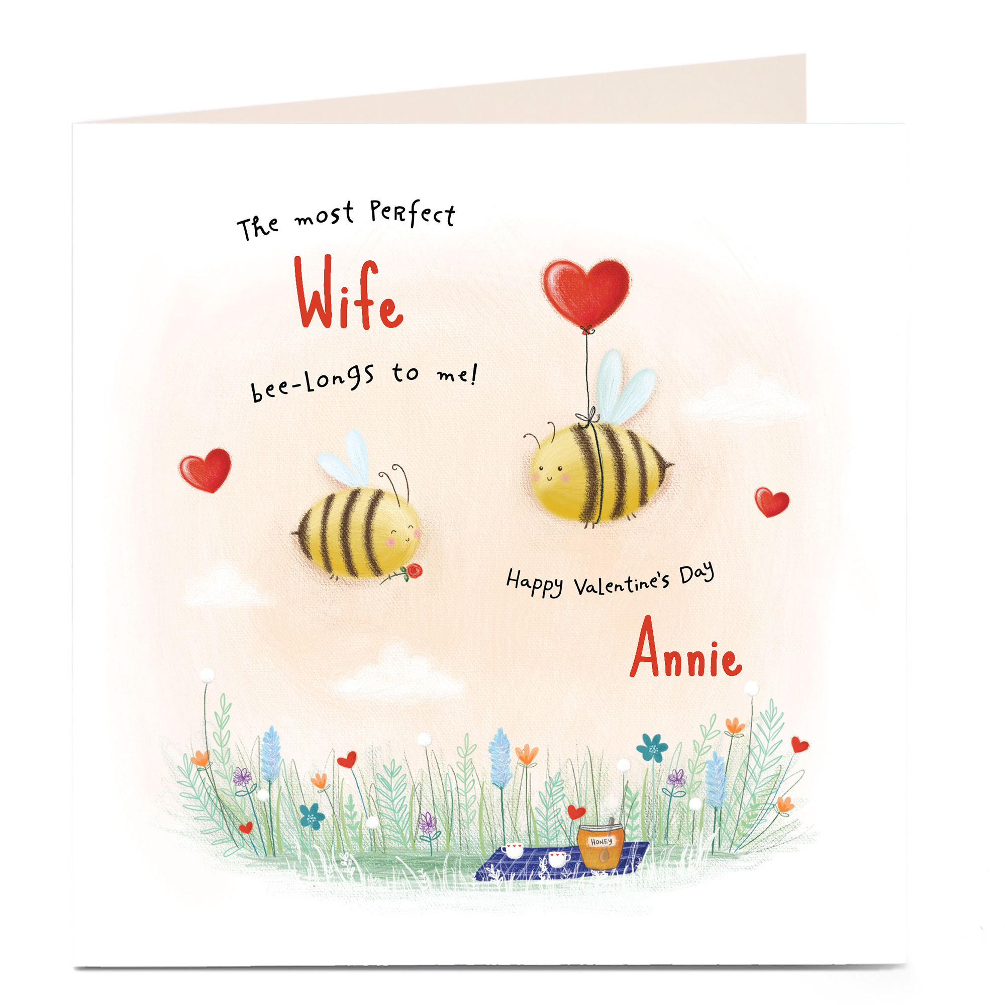 Personalised Valentine's Card - Bumblebee Balloons