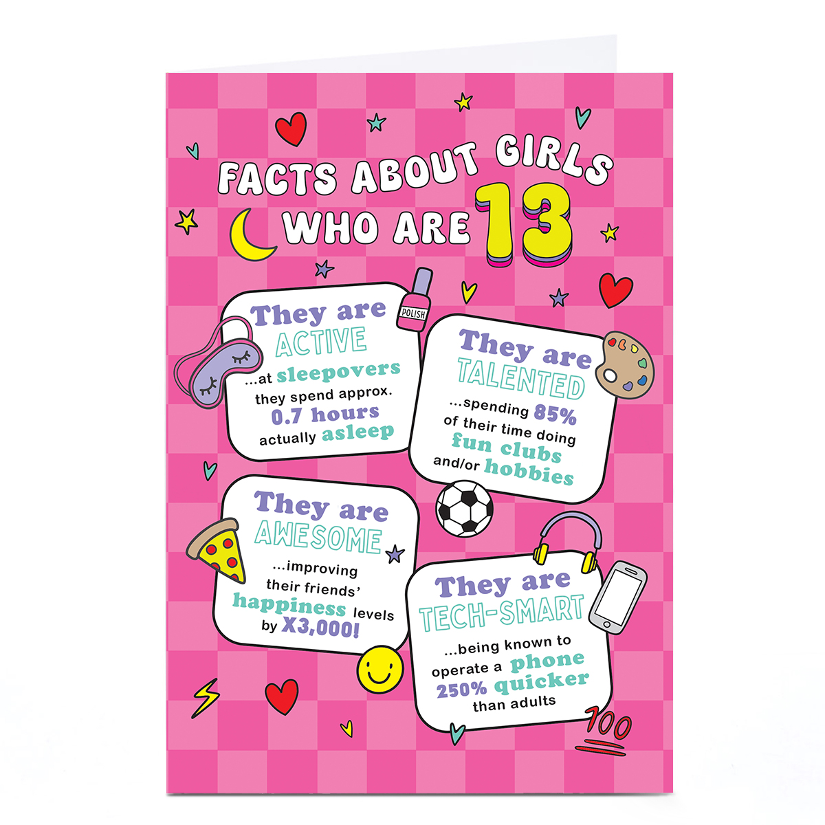 13th Birthday Card - Girls Facts