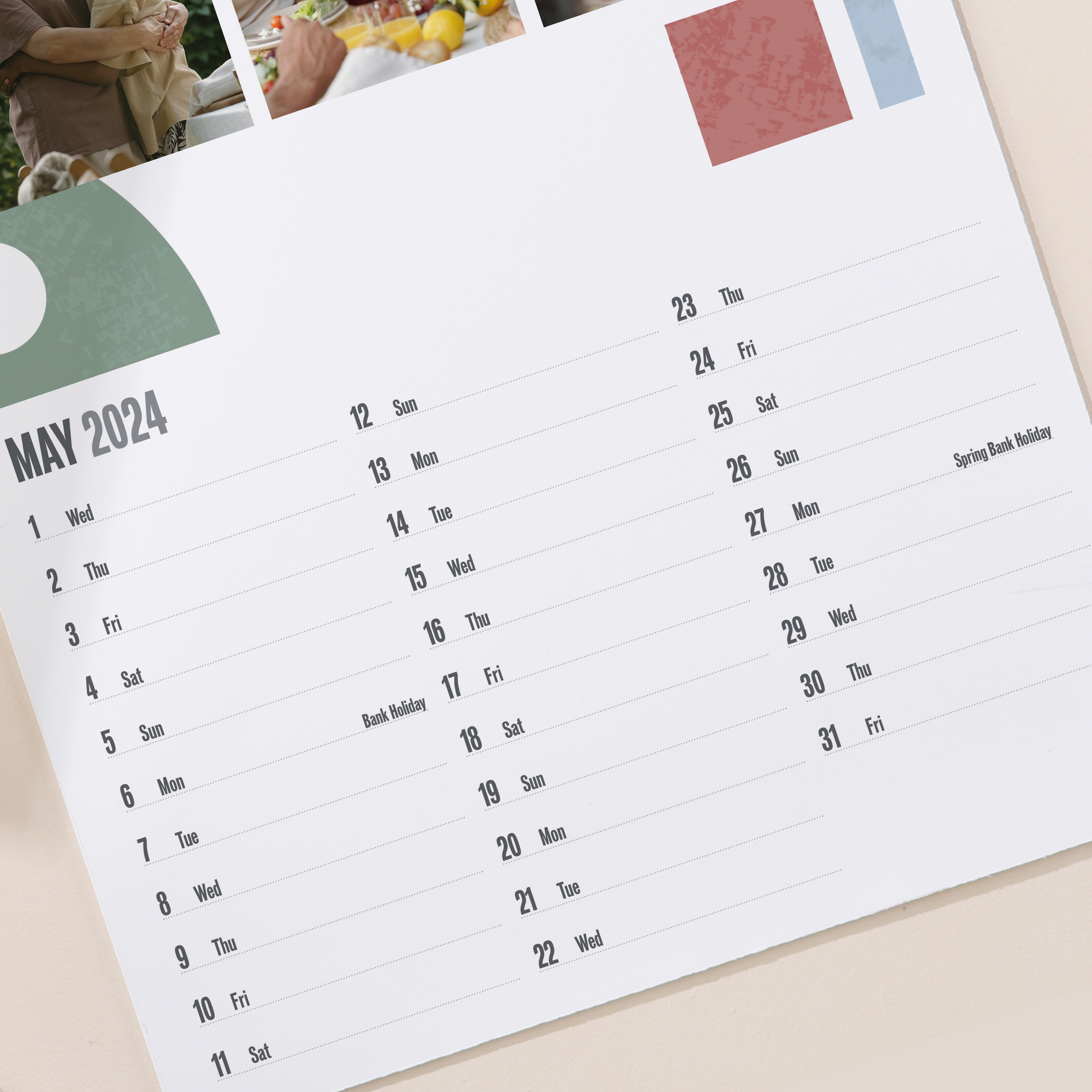 Photo Upload Colourful Block Calendar