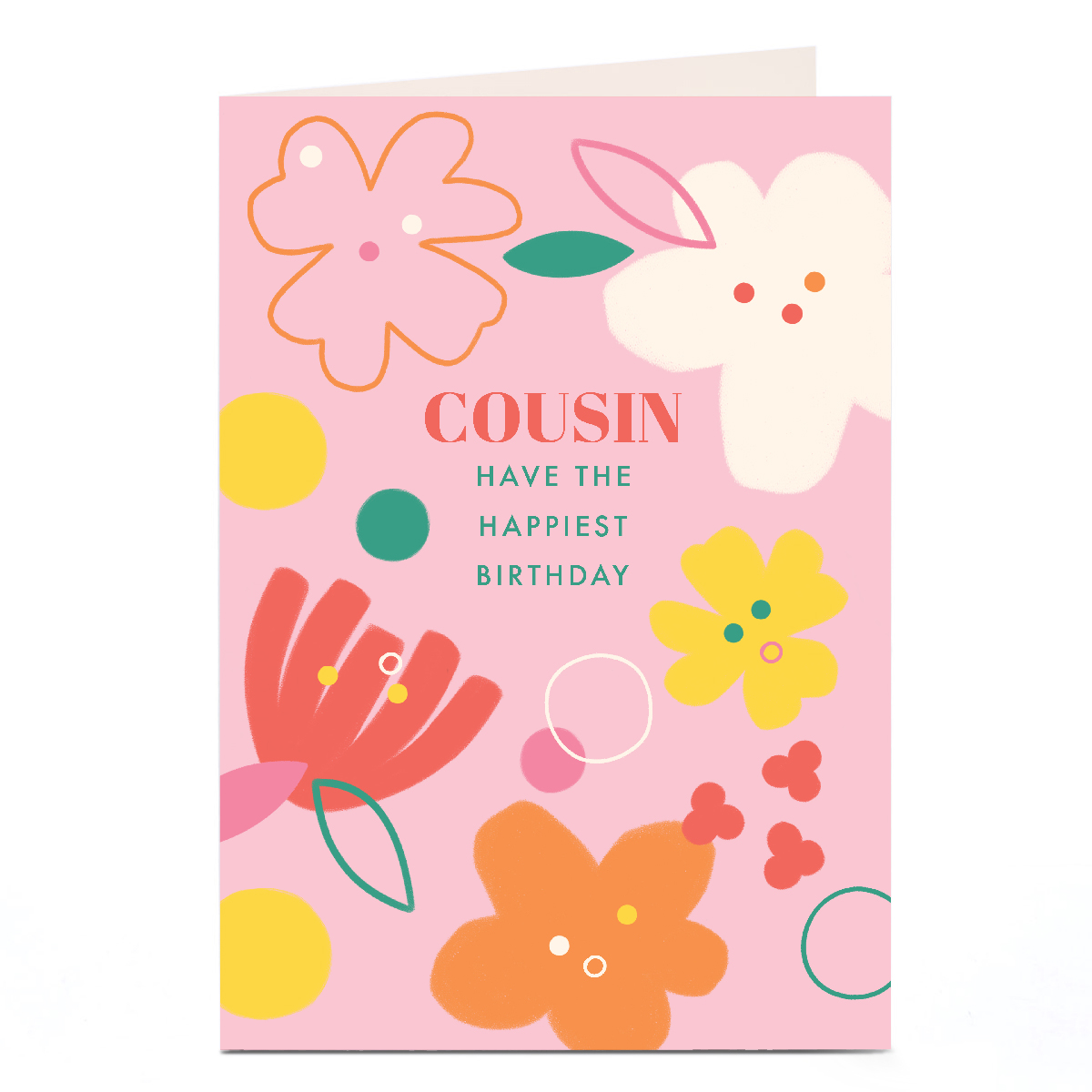 Personalised Birthday Card - Modern Pink Floral - Cousin