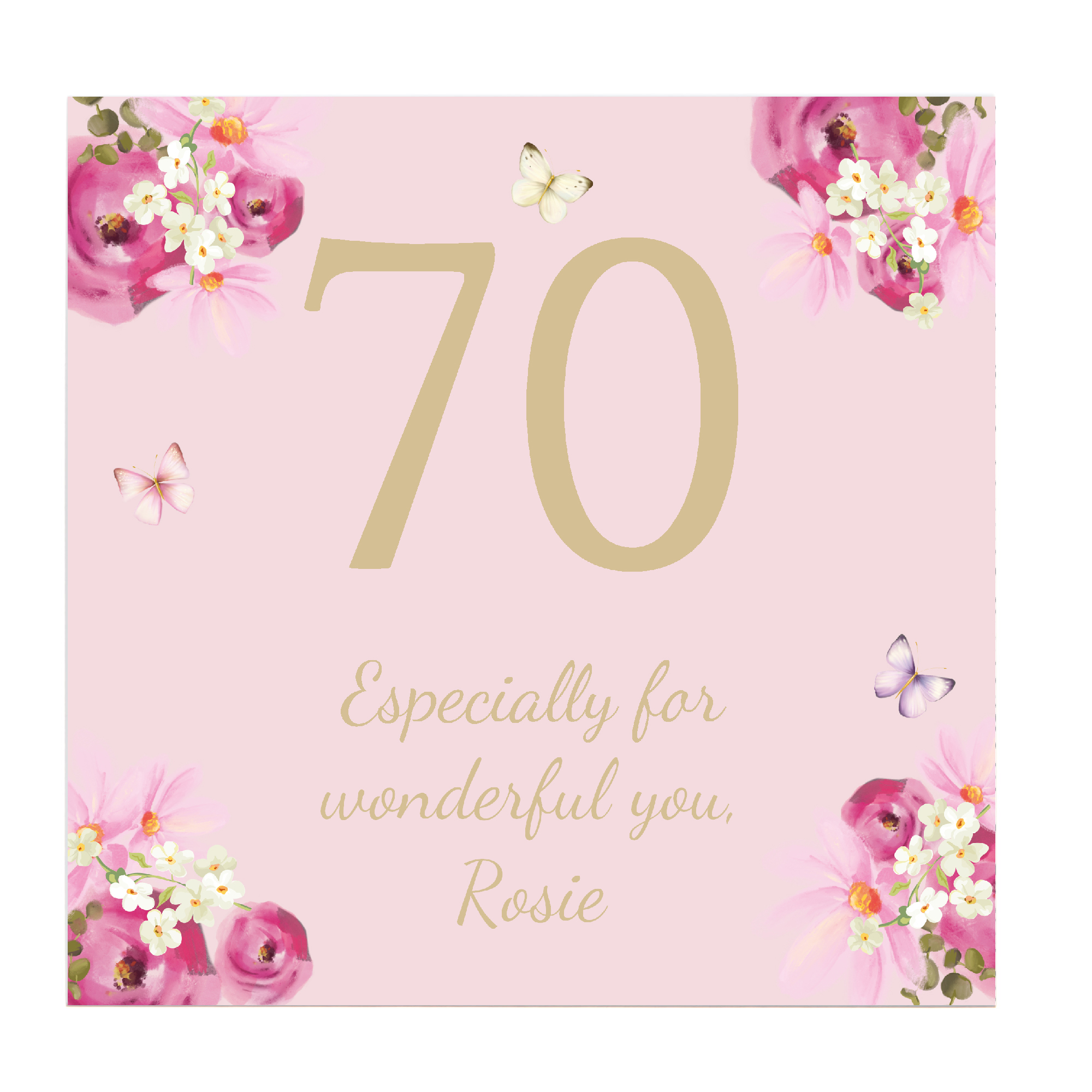 Personalised Belgian Chocolates - Pink Floral, Editable Age