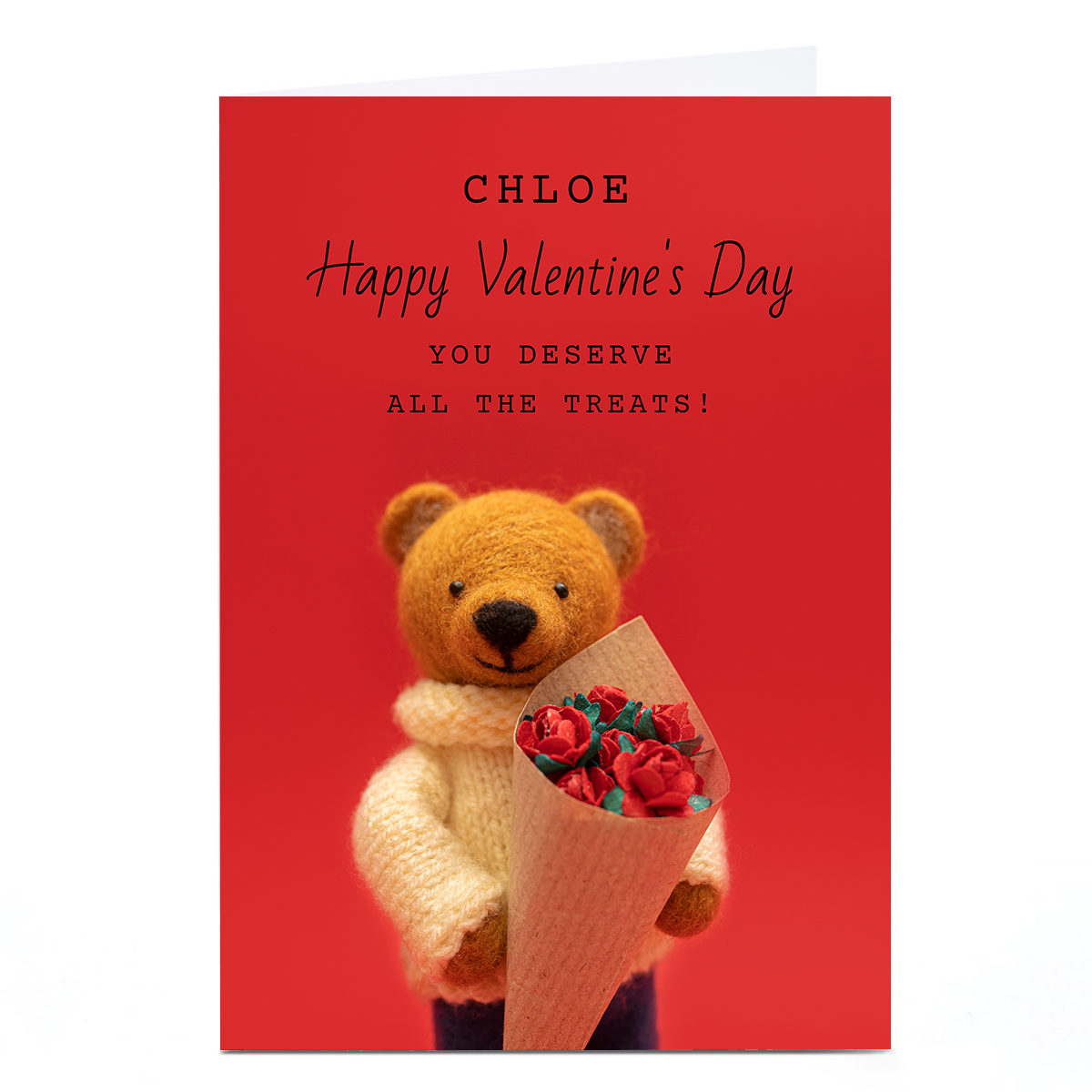 Personalised Lemon & Sugar Valentine's Day Card - Bear with Flowers