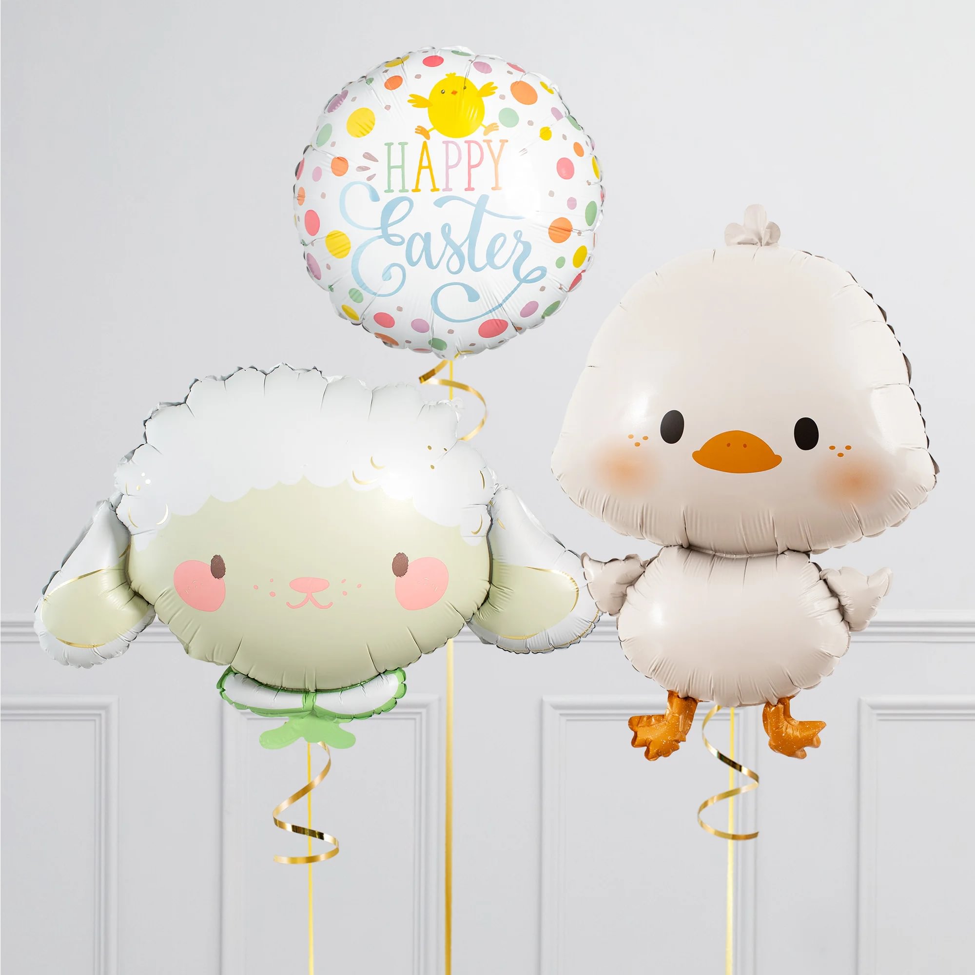 Supershape Lamb & Duckling Easter Balloon Package - Delivered Inflated!