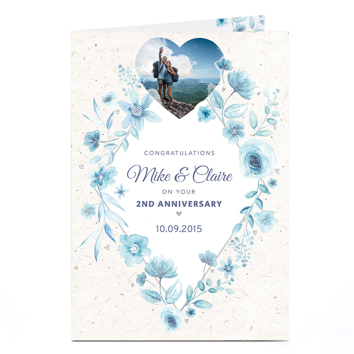 Photo Anniversary Card - Watercolour Blue
