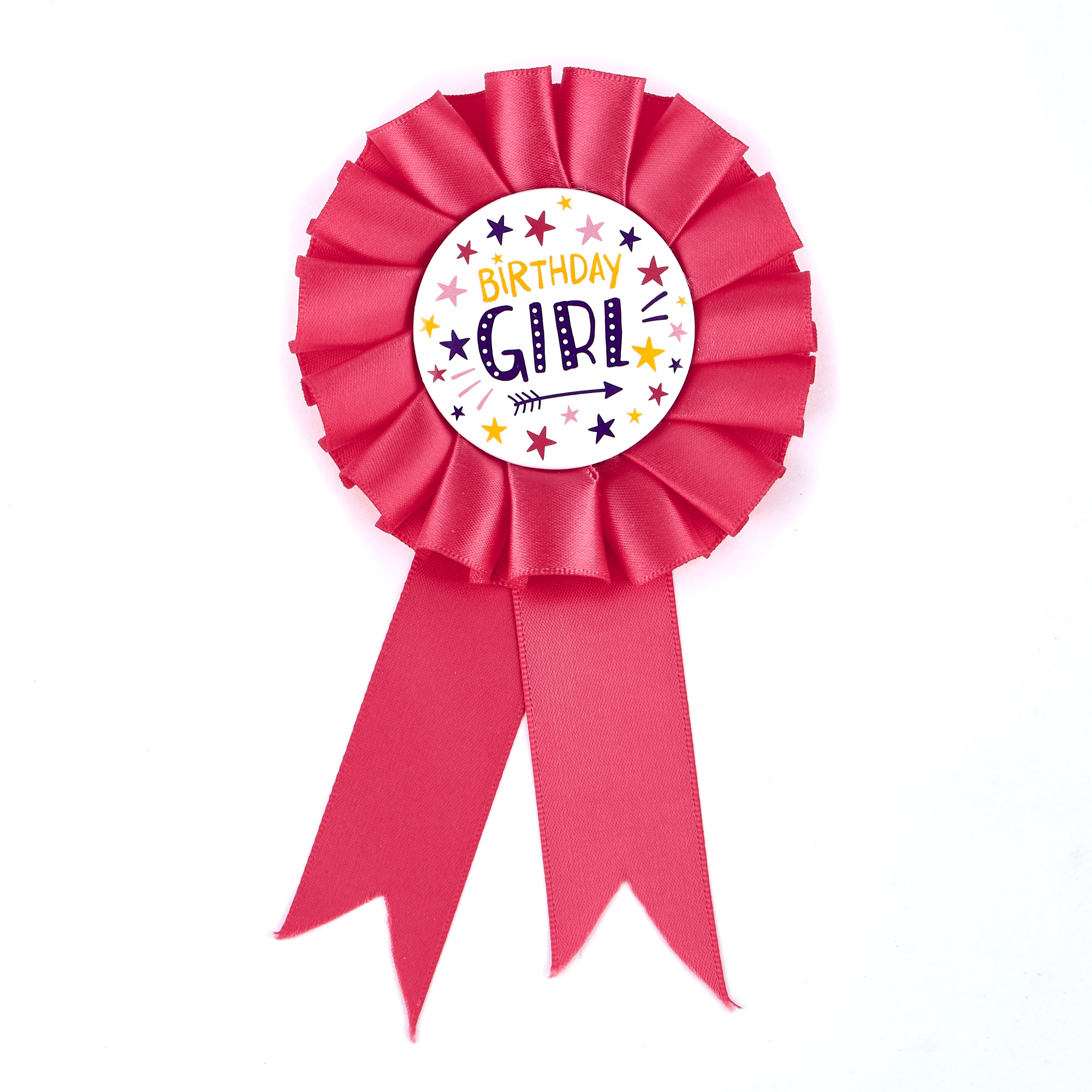 Pink Birthday Girl Rosette Party Badge 