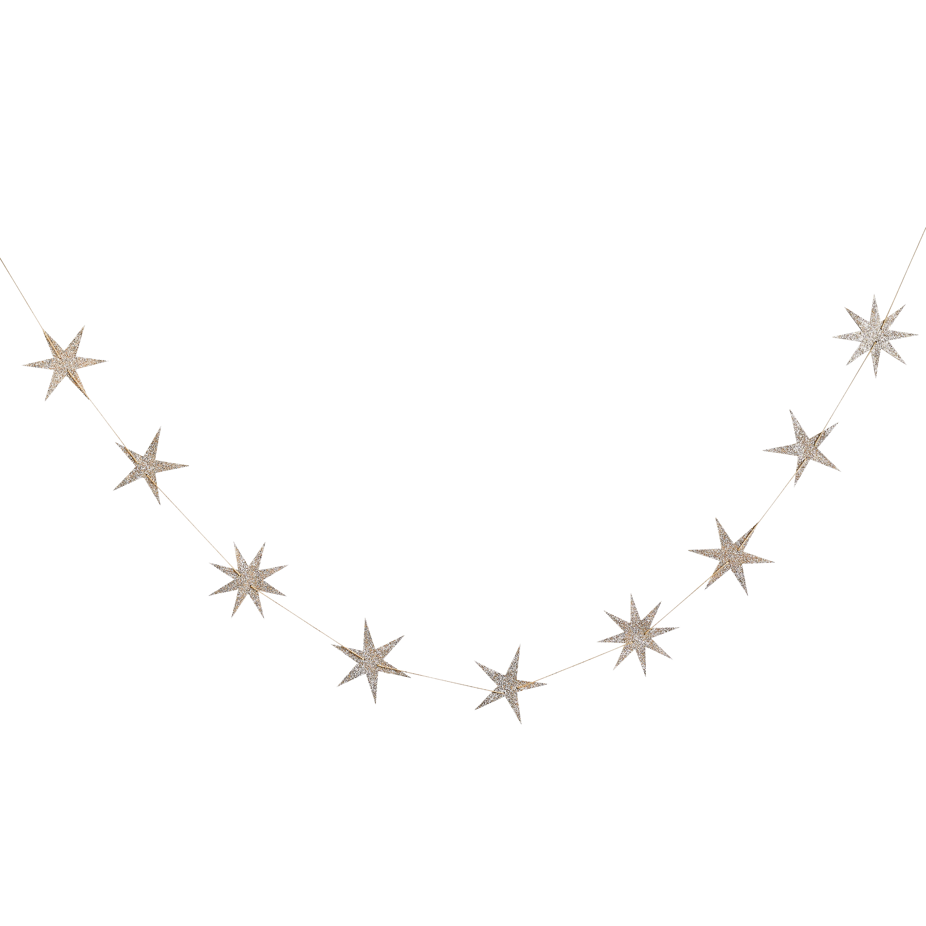 Gold Star Glitter Wood Garland 2m