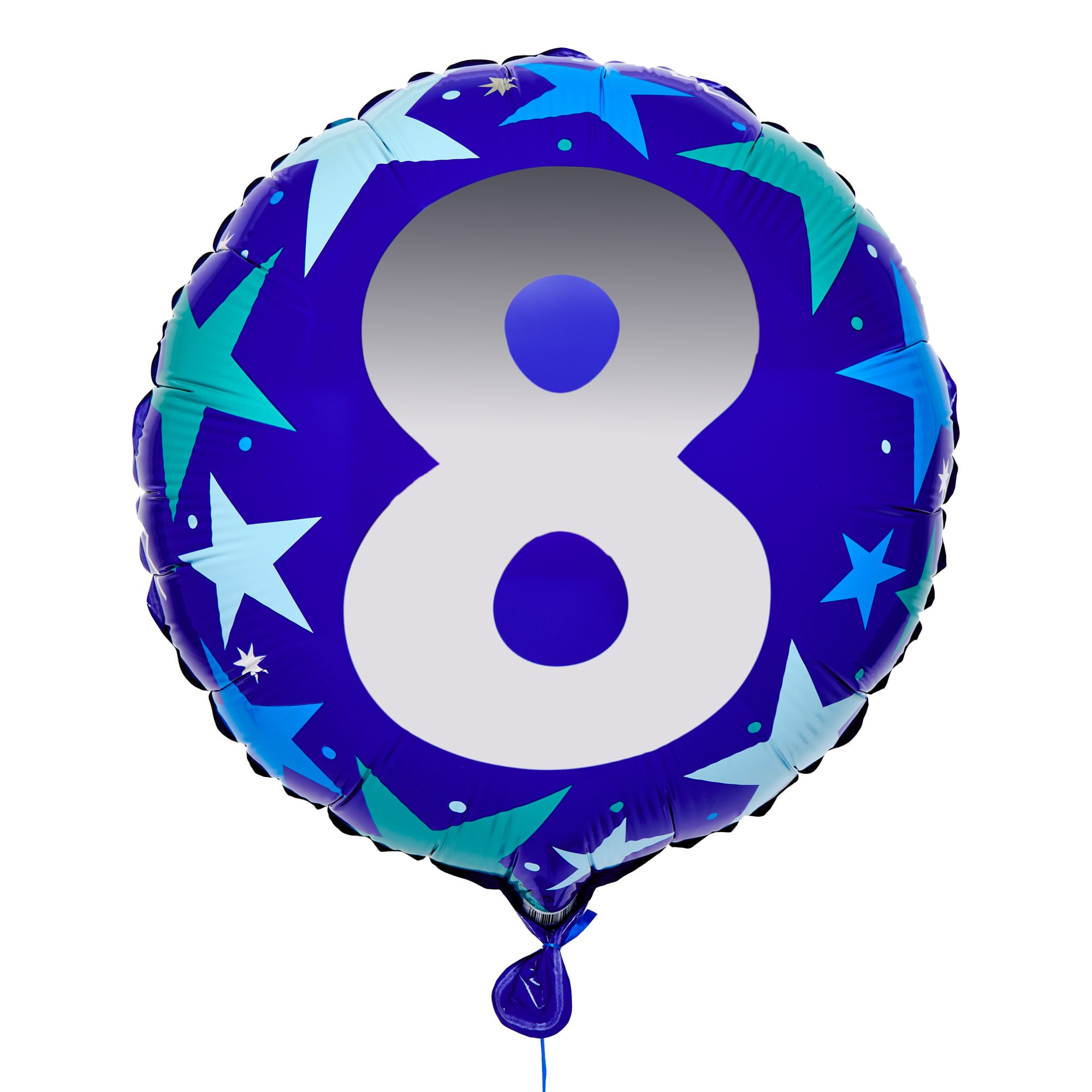 Blue Stars 8th Birthday 18-Inch Foil Helium Balloon