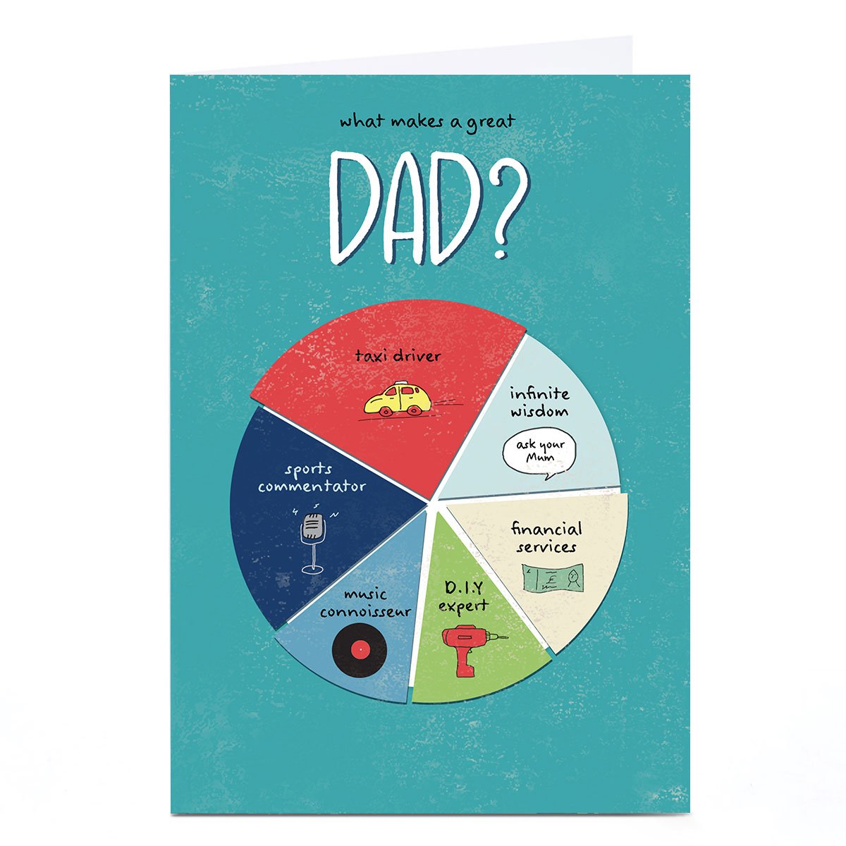 Personalised Cory Reid Father's Day Card - Great Dad Pie Chart, Dad