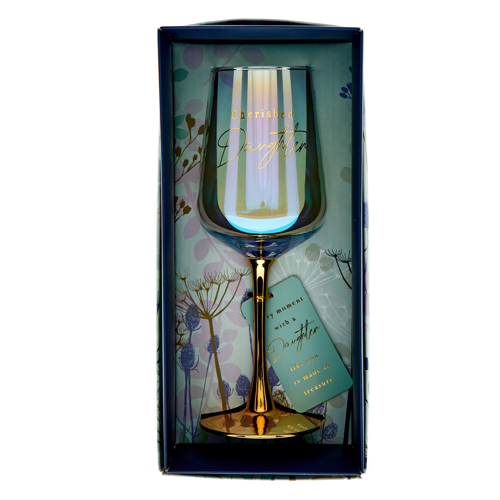 Cherished Daughter Wine Glass