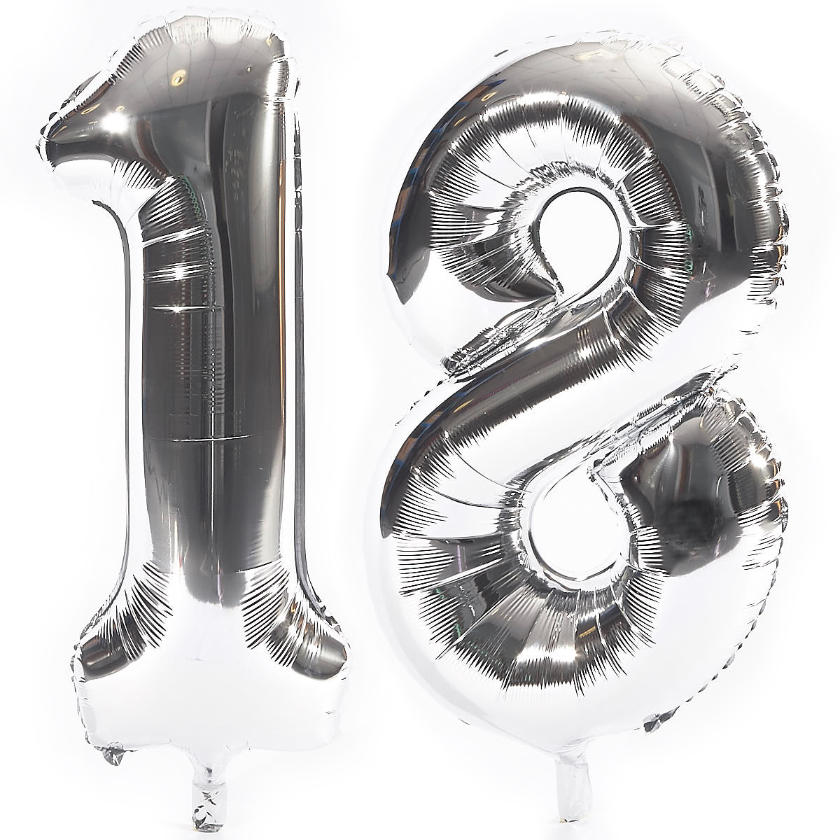 Age 18 Giant Foil Helium Numeral balloons - Silver (deflated)
