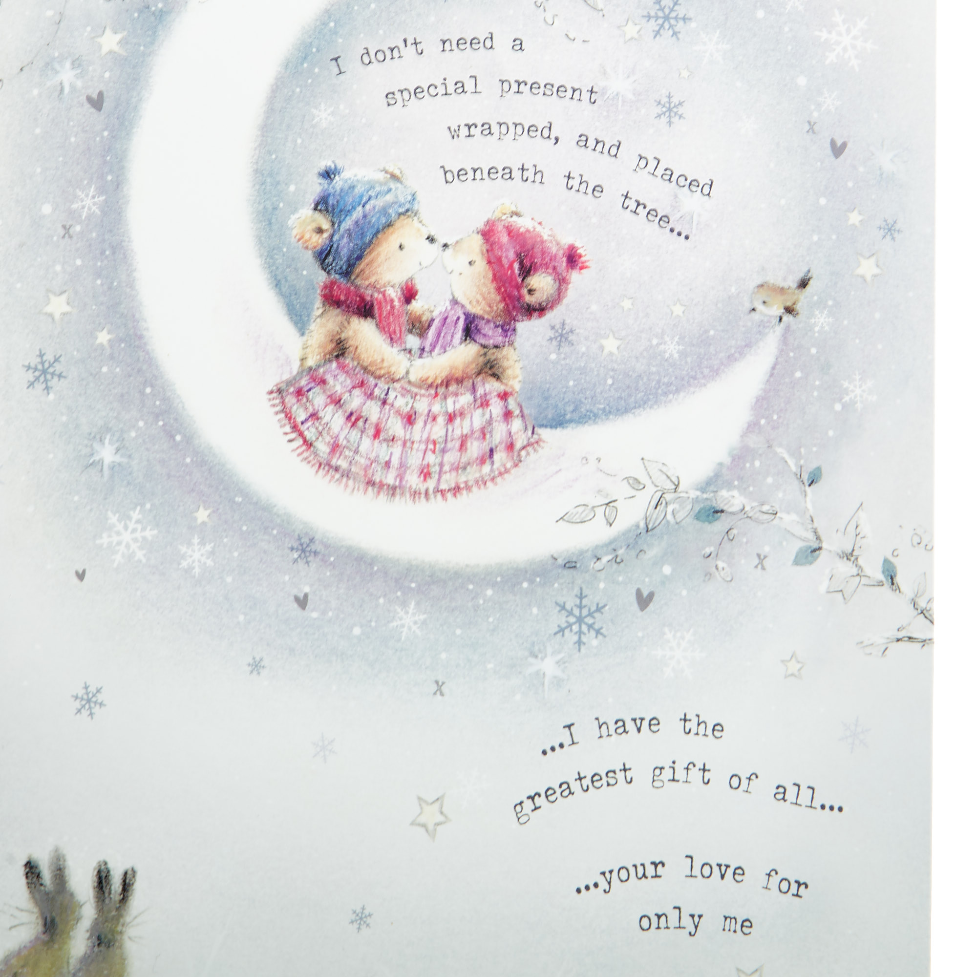 Christmas Card - One I Love, Cute Bears On The Moon