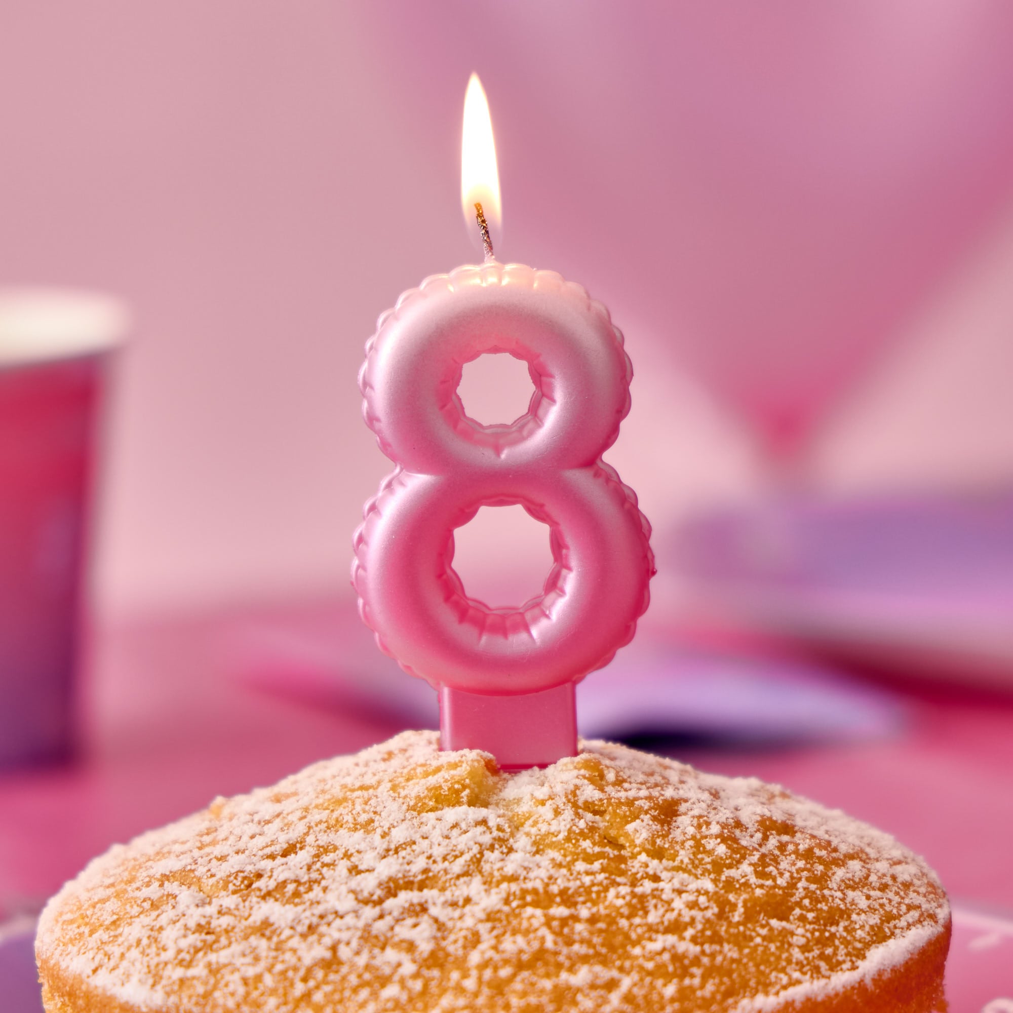 Pink Number 8 Cake Candle