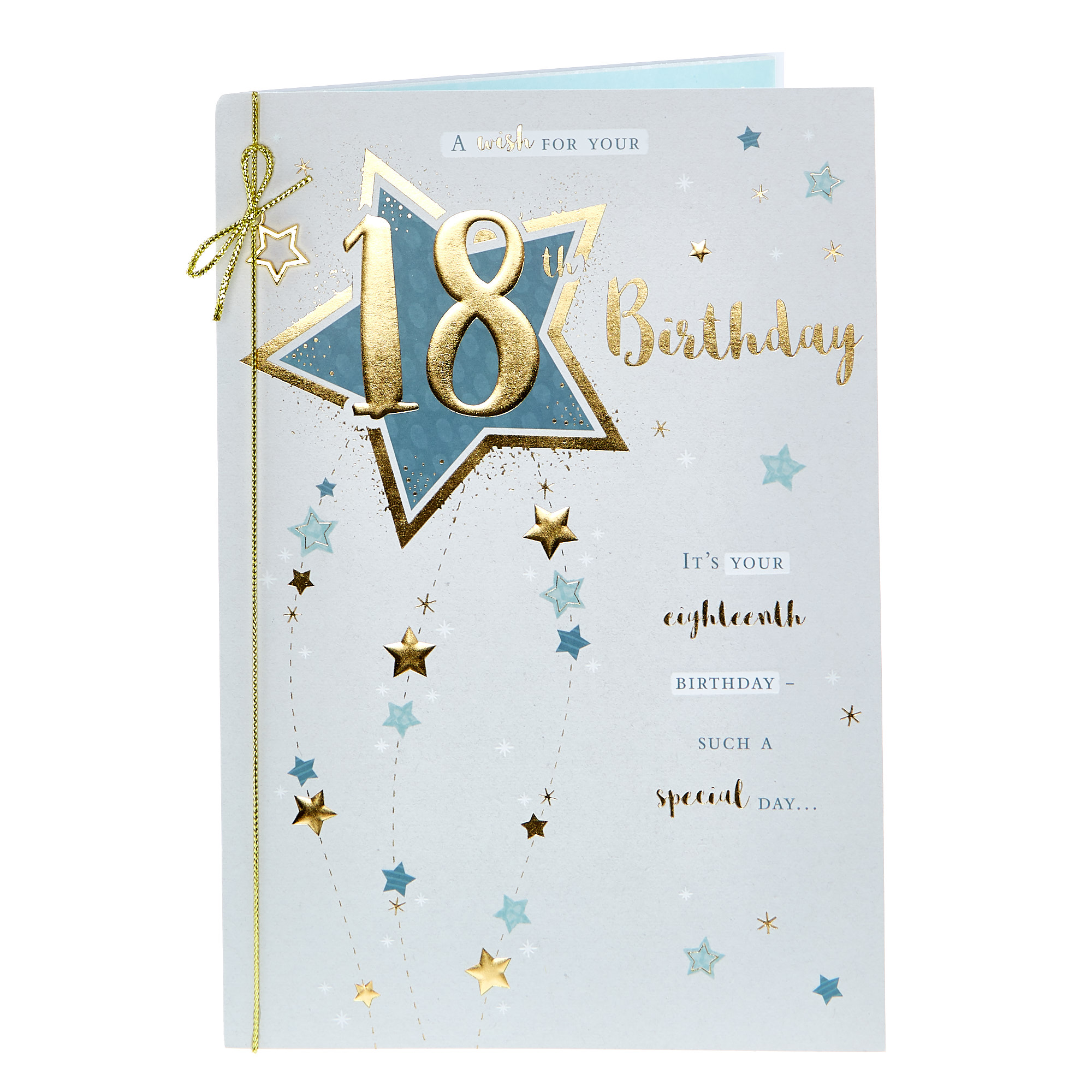 18th Birthday Card - Blue & Gold Stars