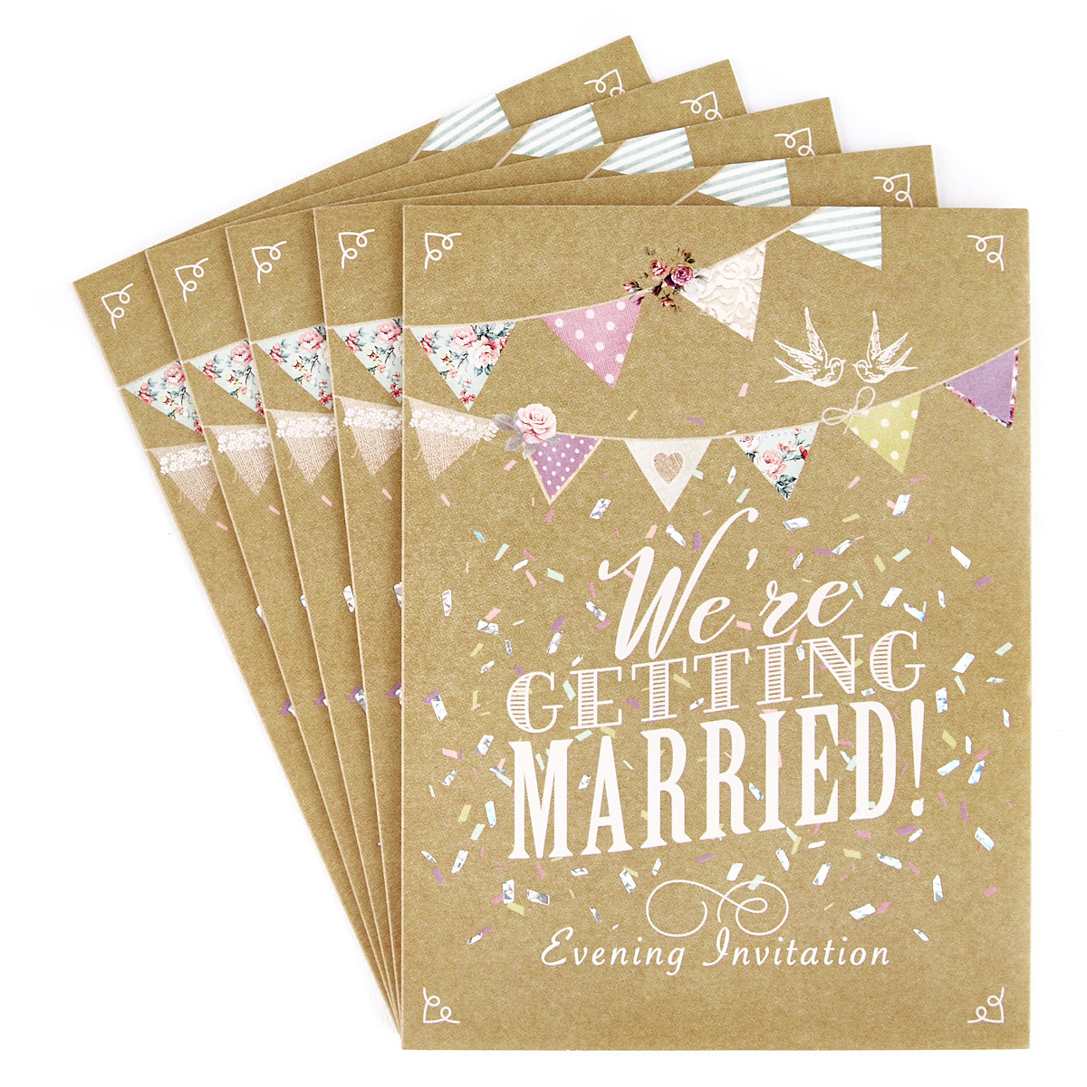 Evening Wedding Invitations, Bunting - Pack of 12