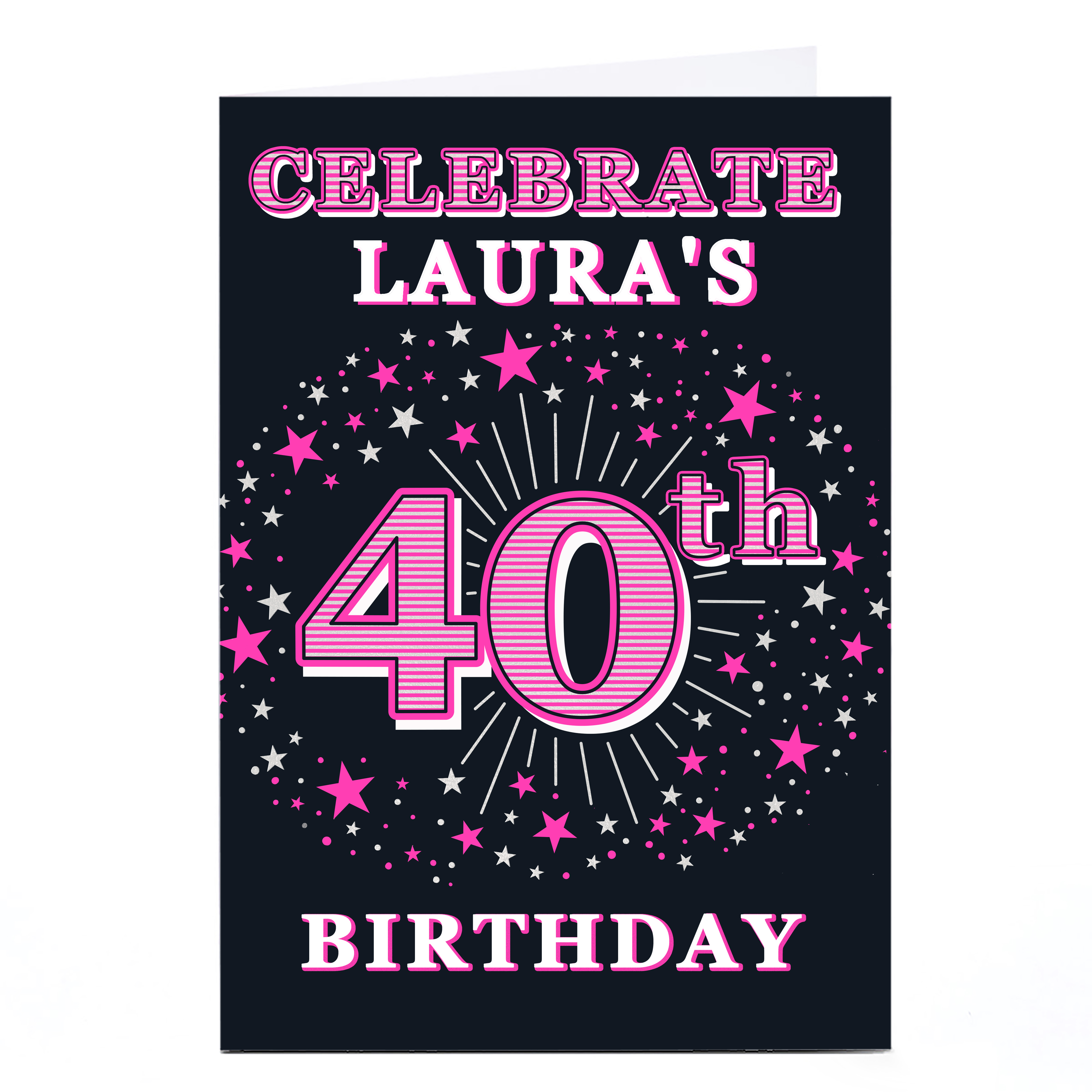 Personalised 40th Birthday Invitation - Pink Stars