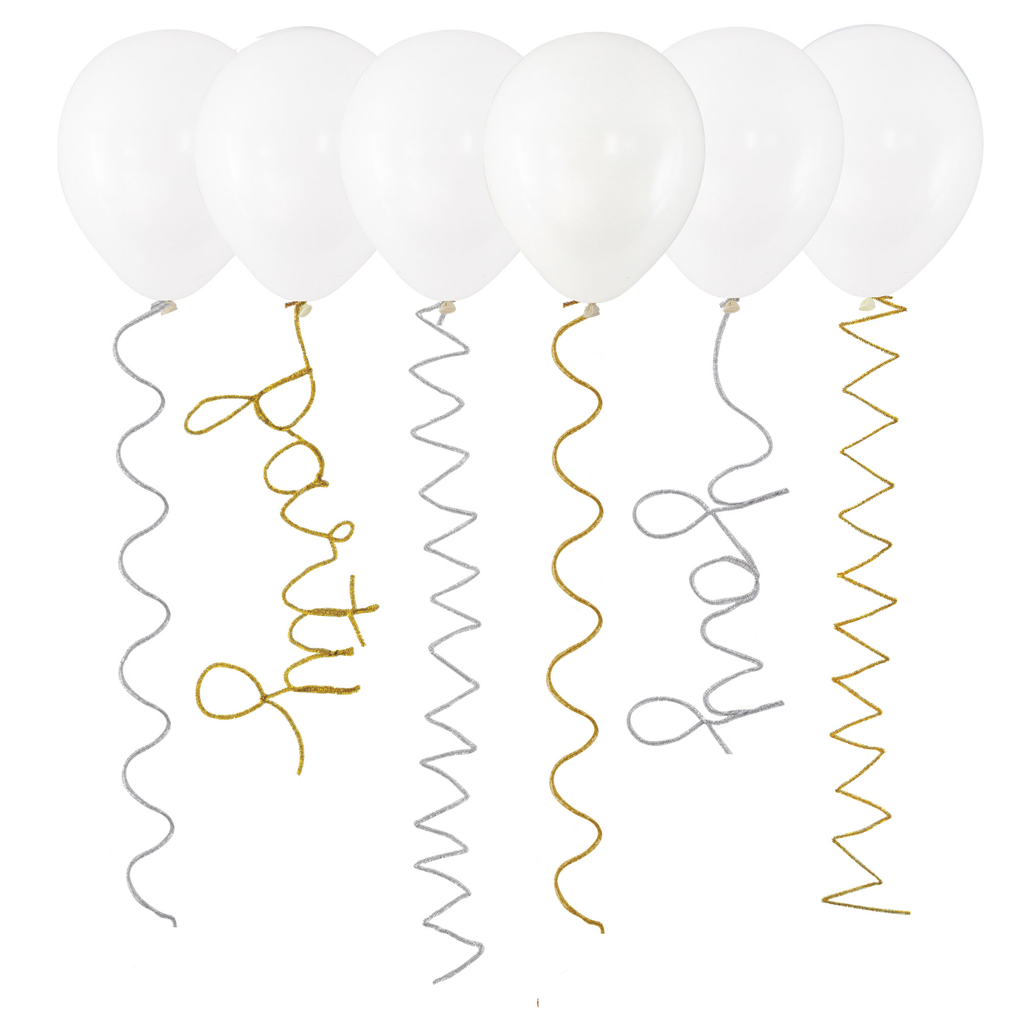Silver & Gold Pipe Cleaner Balloon Tails - Pack of 6