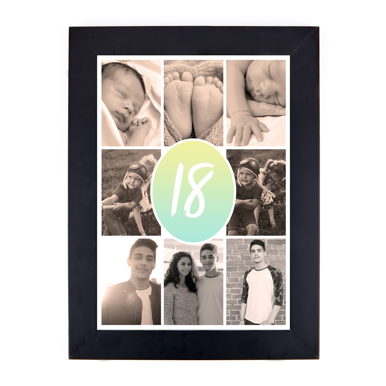 Personalised 18th Photo Print - Pastel Gradient Collage