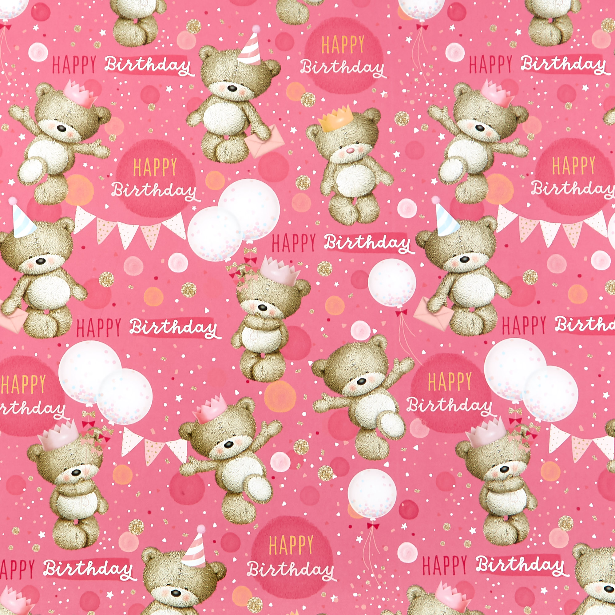Hugs Happy Birthday Wrapping Paper - 1 Sheet