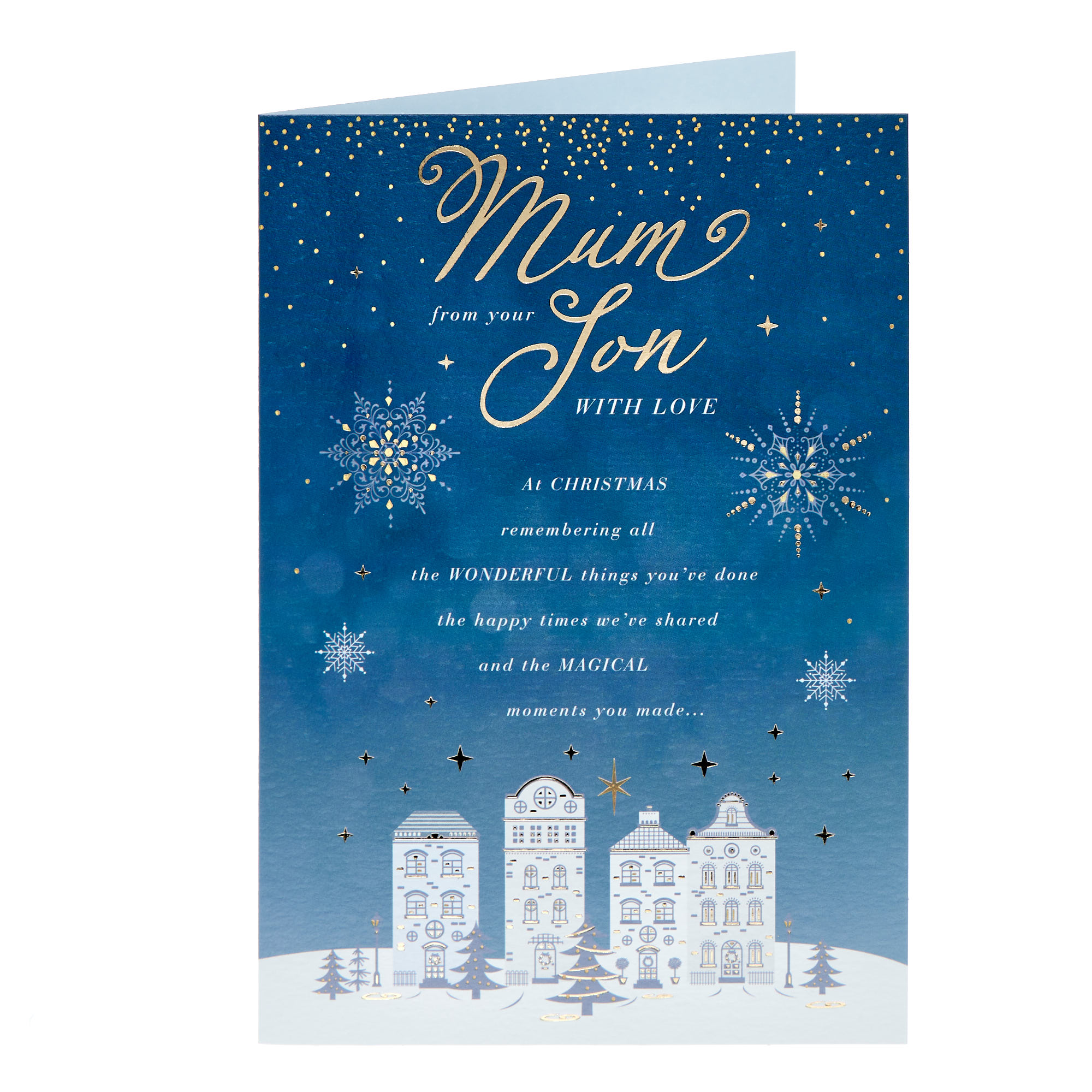 Mum From Your Son White Houses Christmas Card