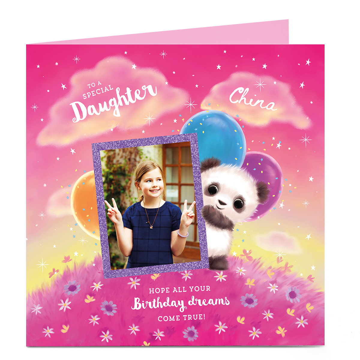 Photo Birthday Card - Daughter Panda