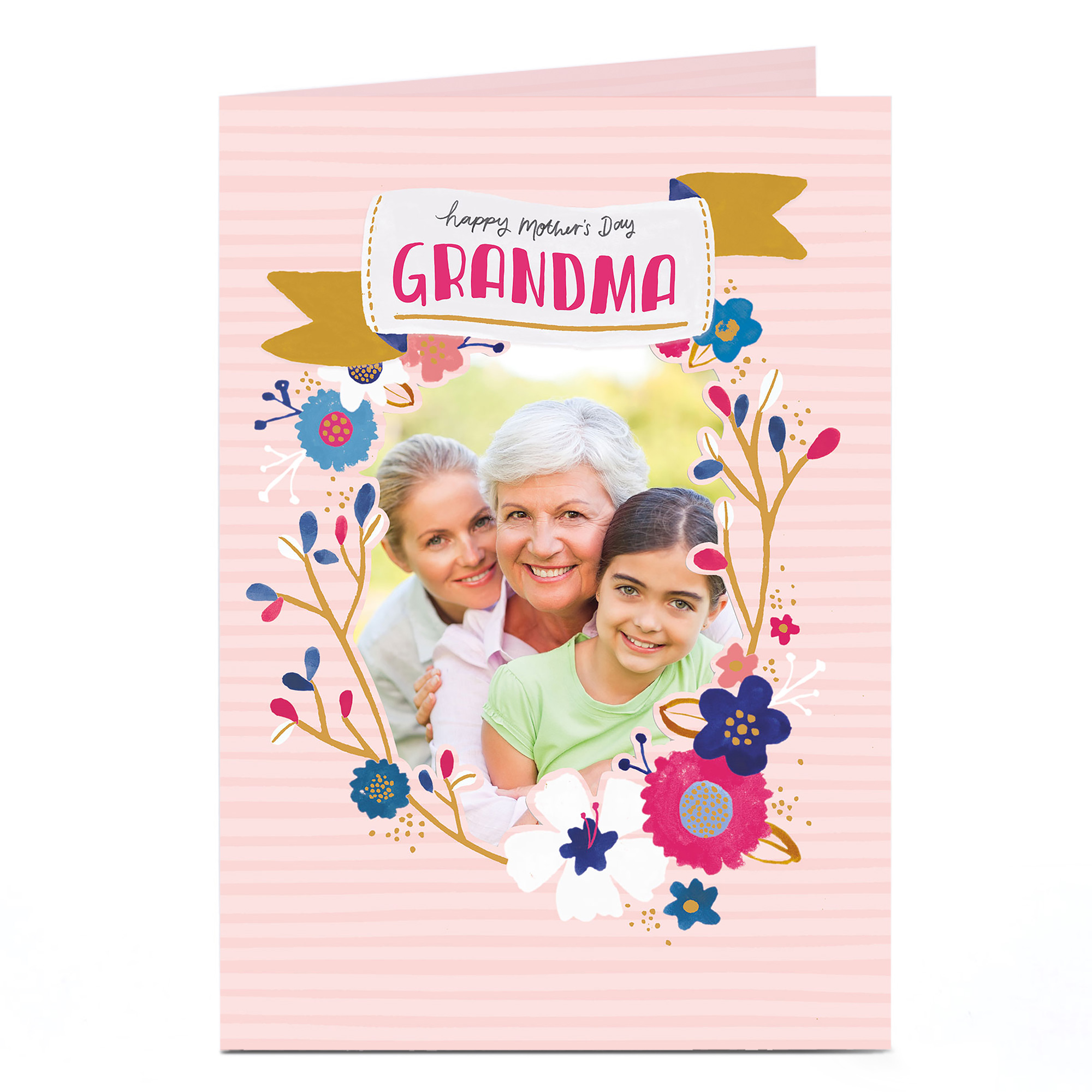 Photo Upload Mother's Day Card - Grandma Stripes